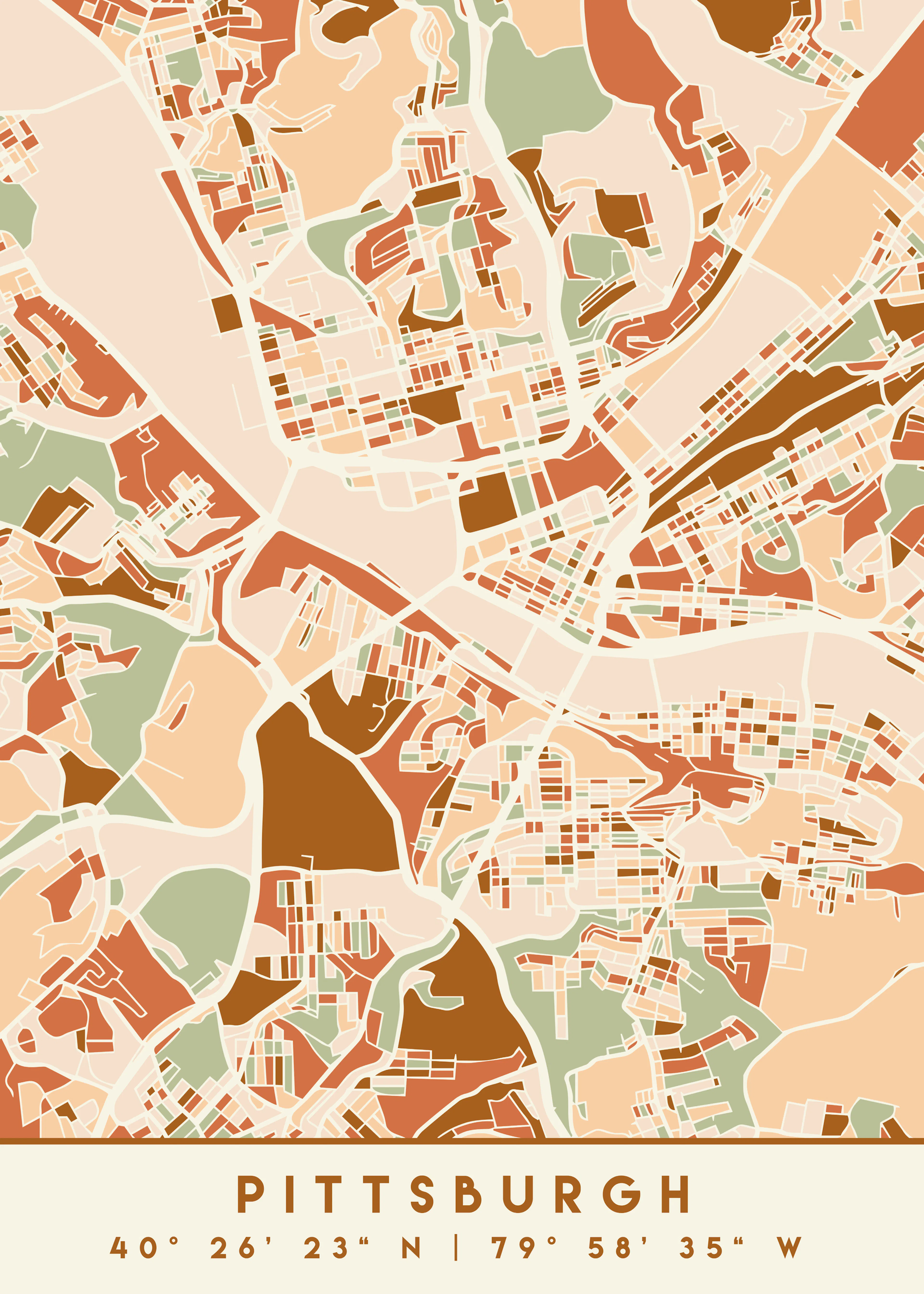 Emiliano Deificus - Pittsburgh City Map No2 Poster 0