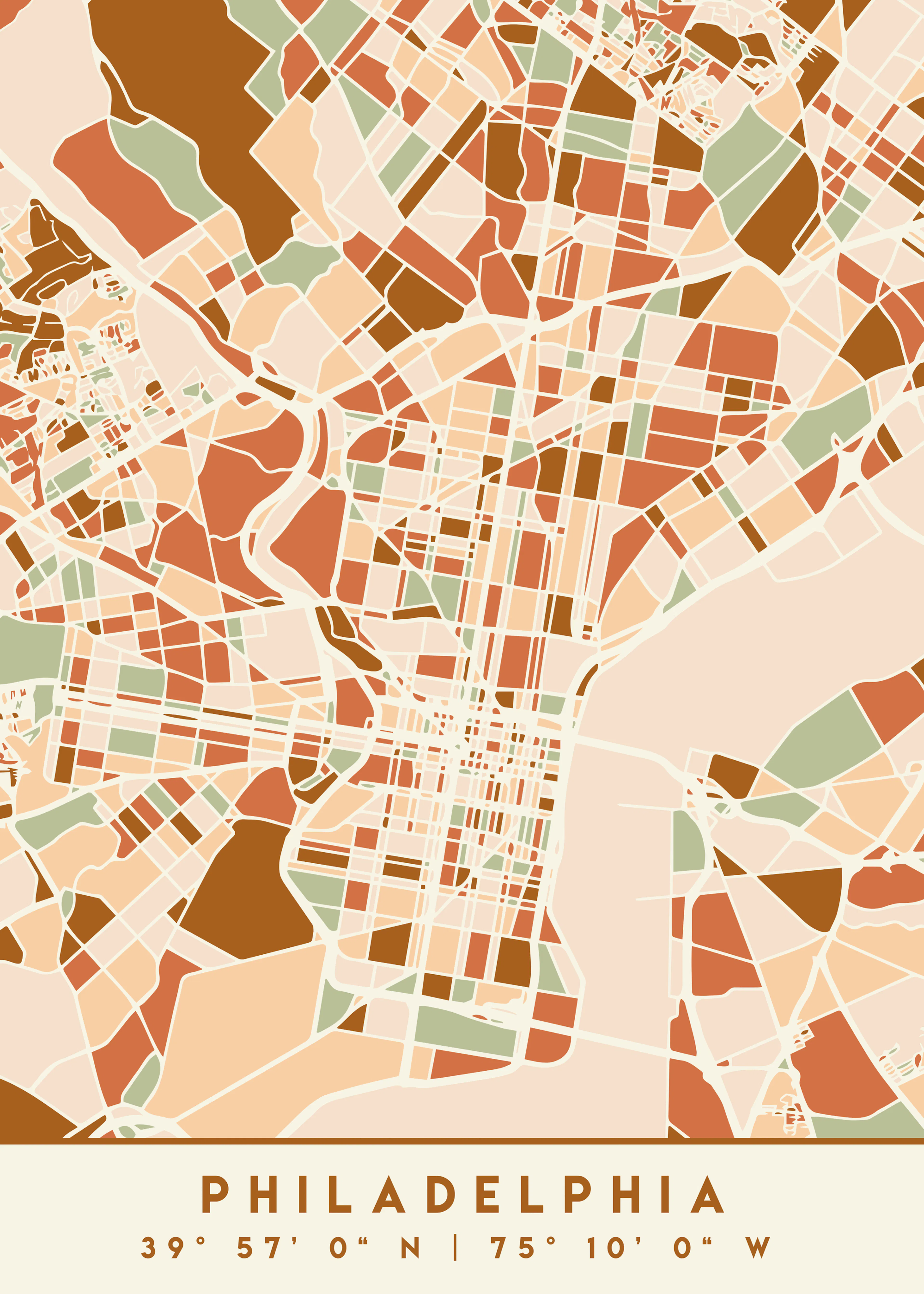 Emiliano Deificus - Earthy Philadelphia Map Poster 0