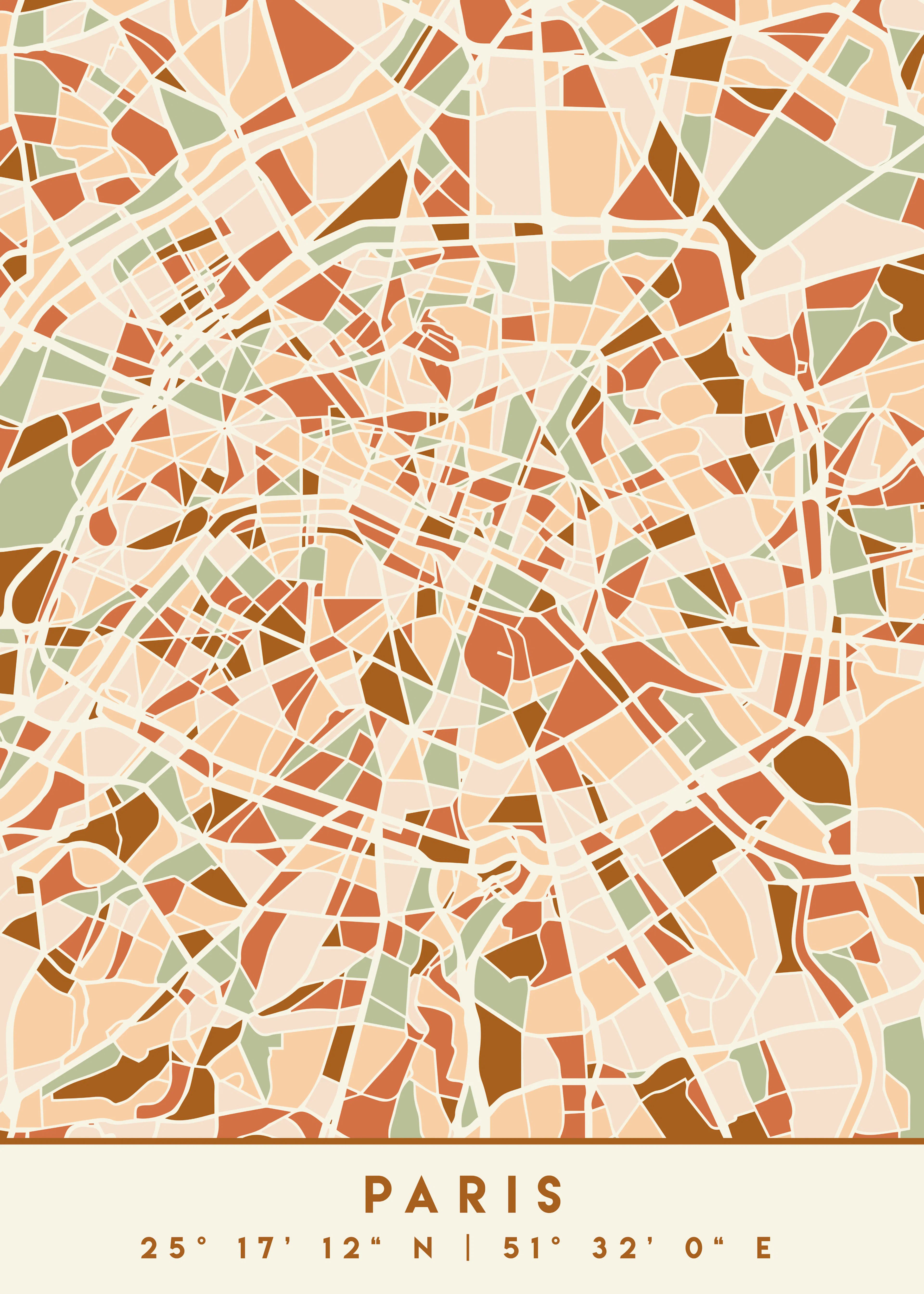 Emiliano Deificus - Paris Geometric City Map Poster 0