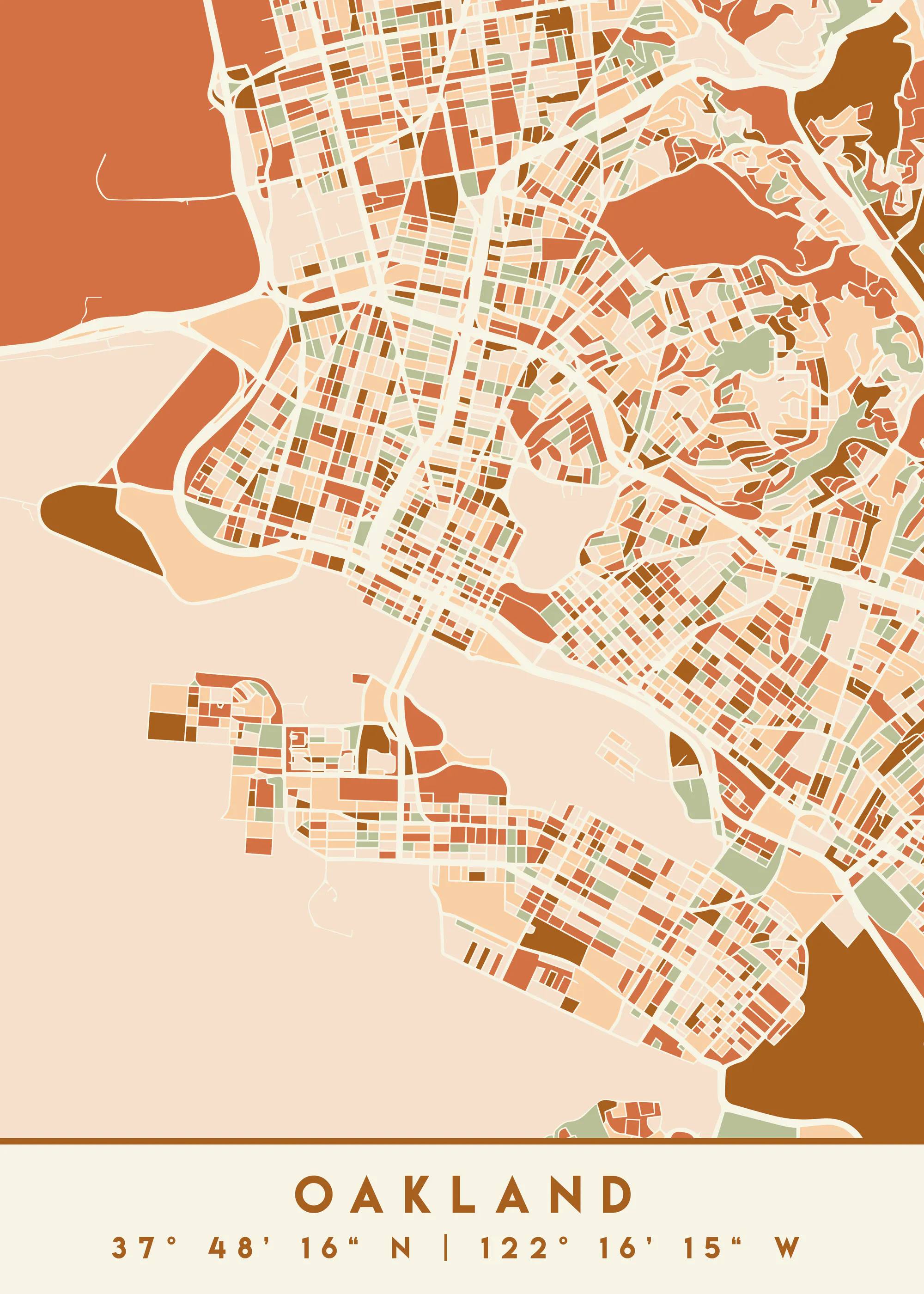 Emiliano Deificus - Oakland Geometric City Map Poster 0