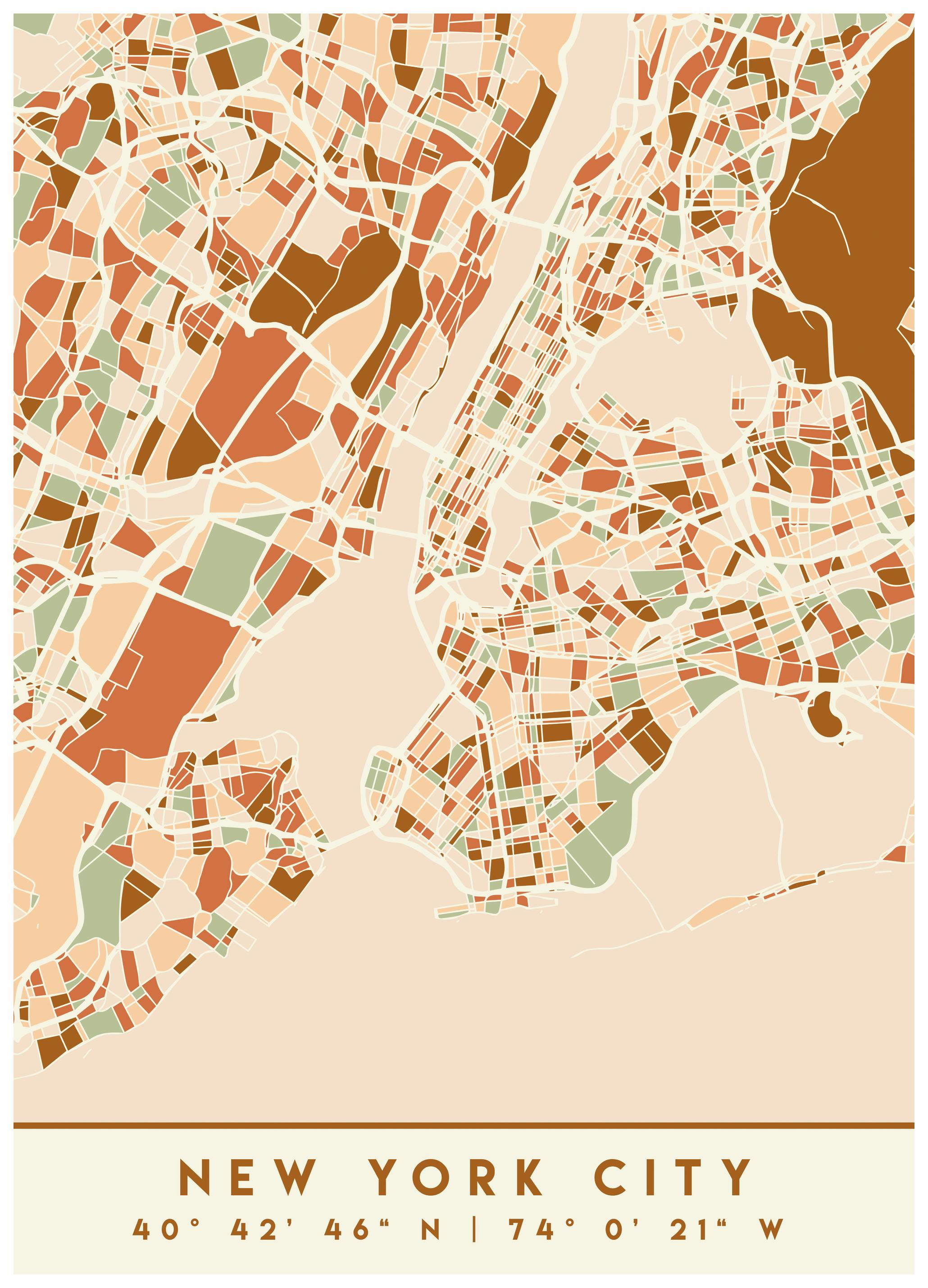 Emiliano Deificus - Abstract New York City Map Plakat (70x100 cm) - Poster Store