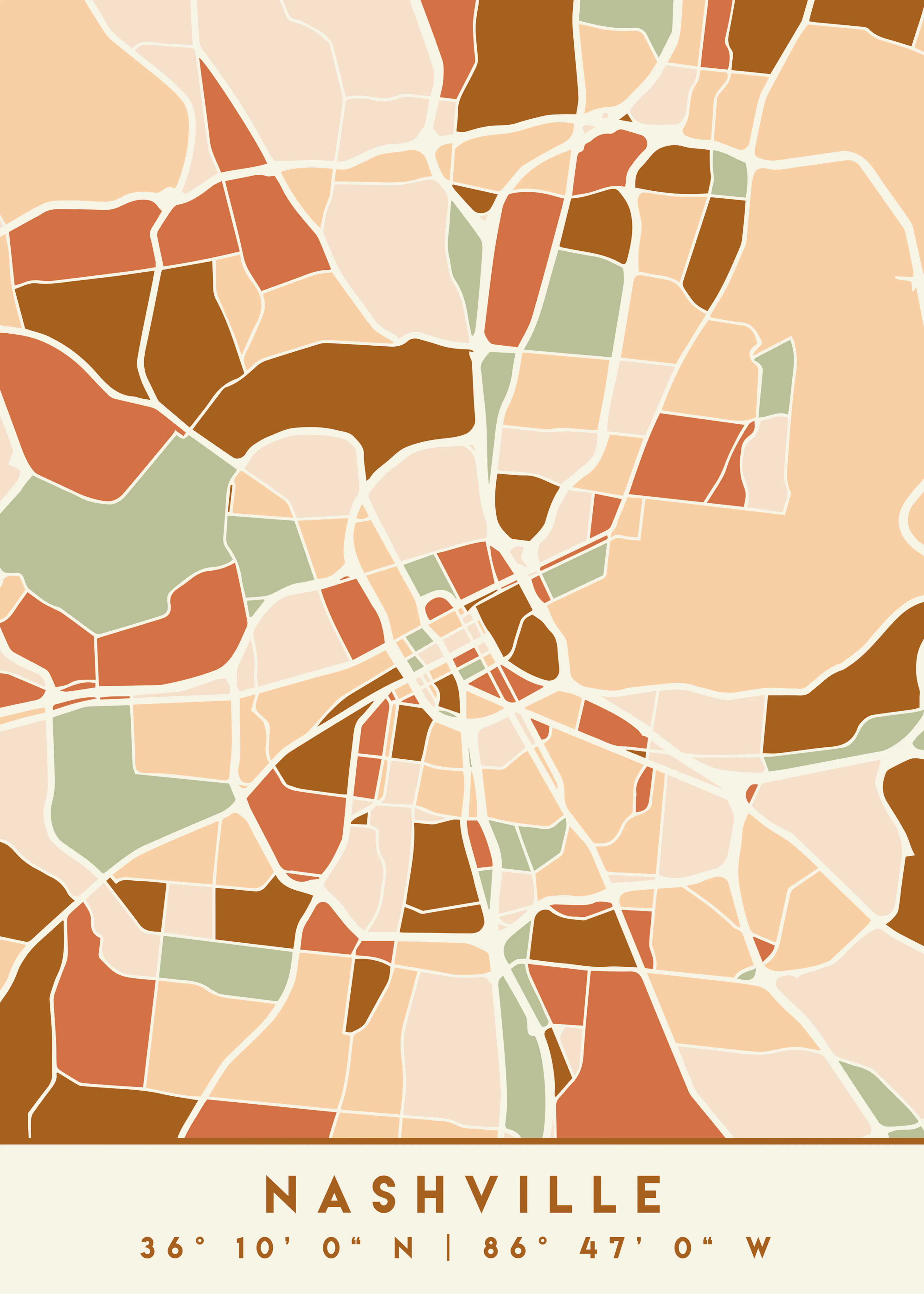 Emiliano Deificus - Abstract Nashville City Map Poster 0