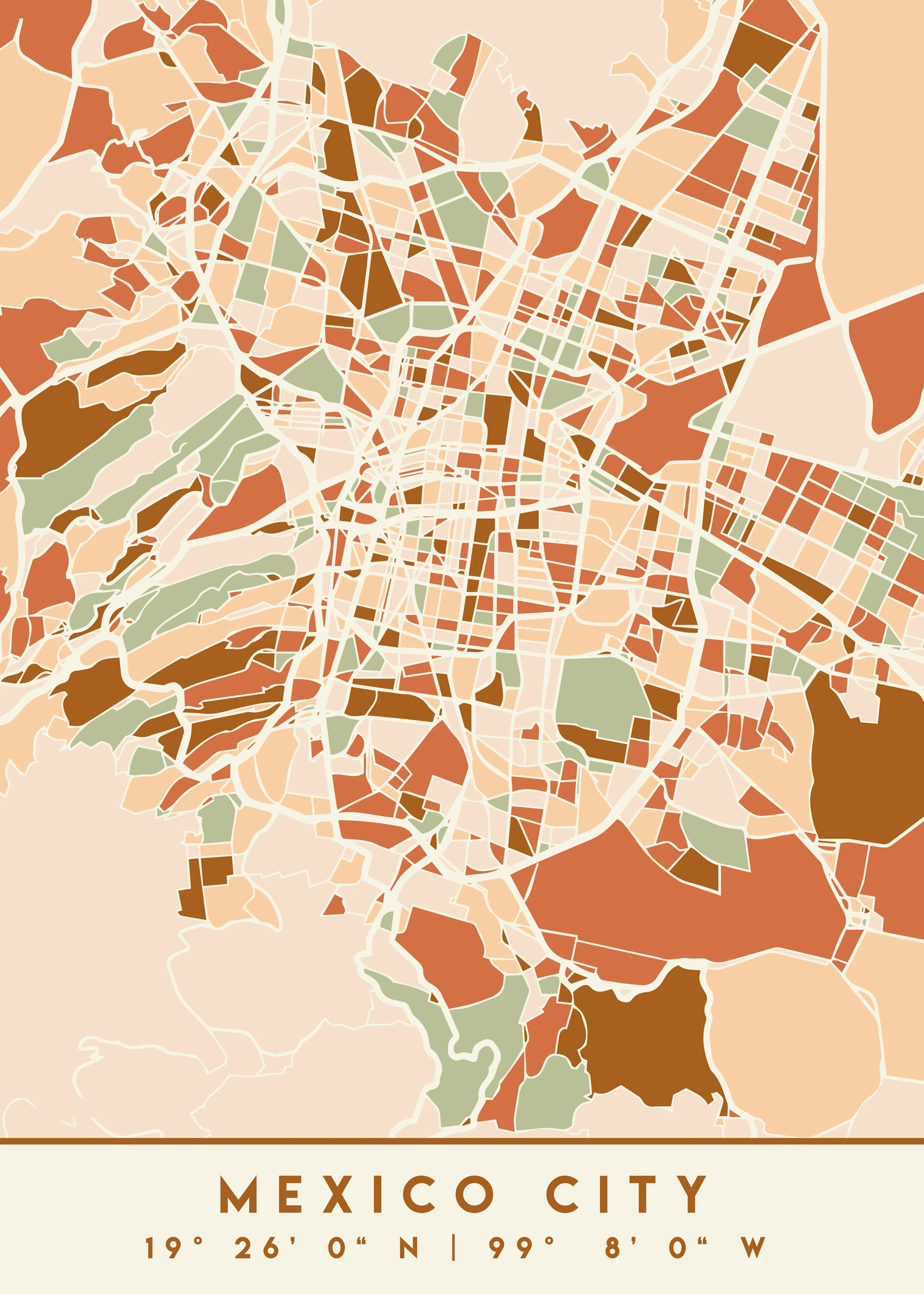 Emiliano Deificus - Mexico City Abstract Map Poster 0