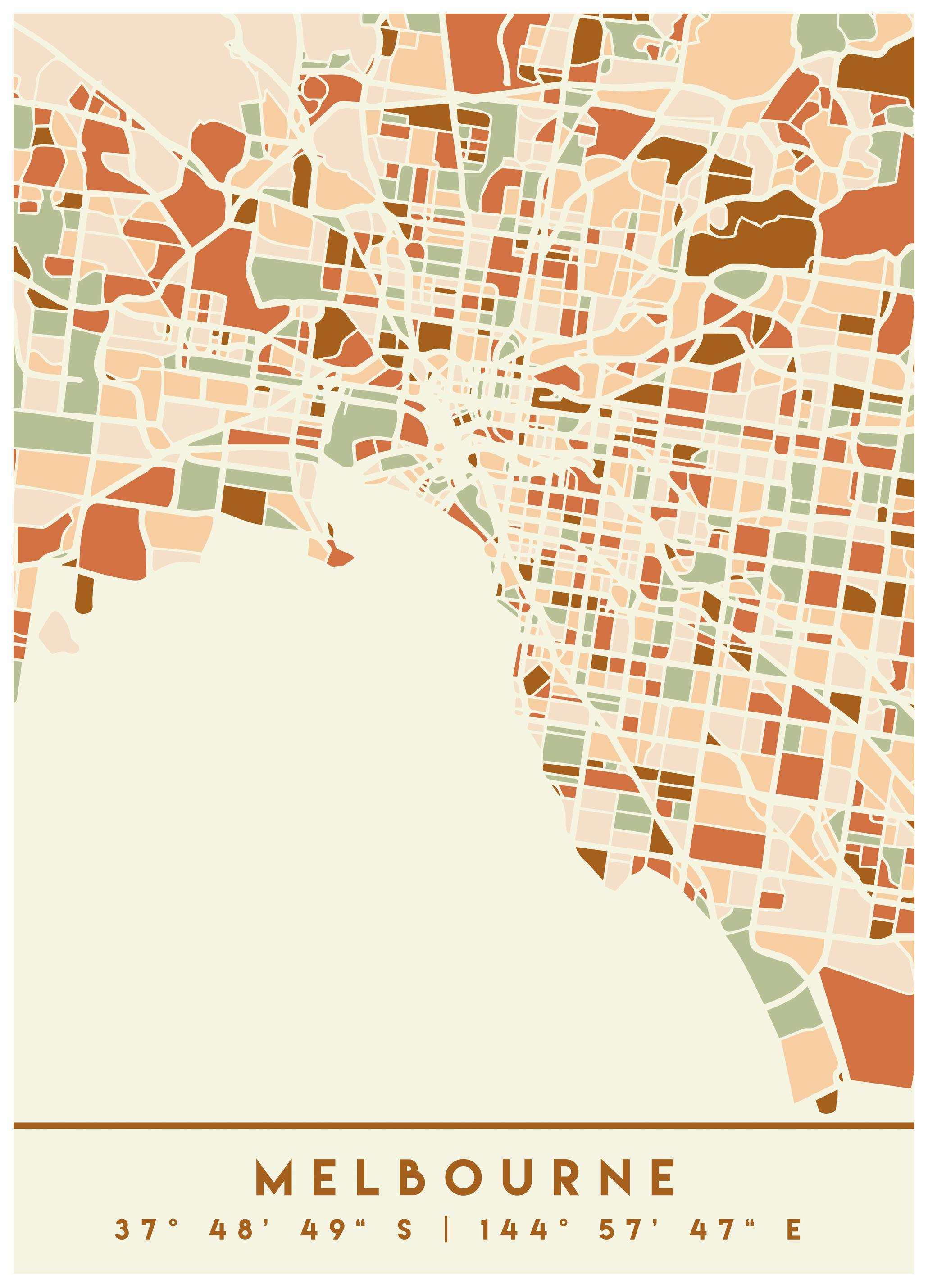 Emiliano Deificus - Abstract Melbourne City Poster (70x100 cm) - Poster Store