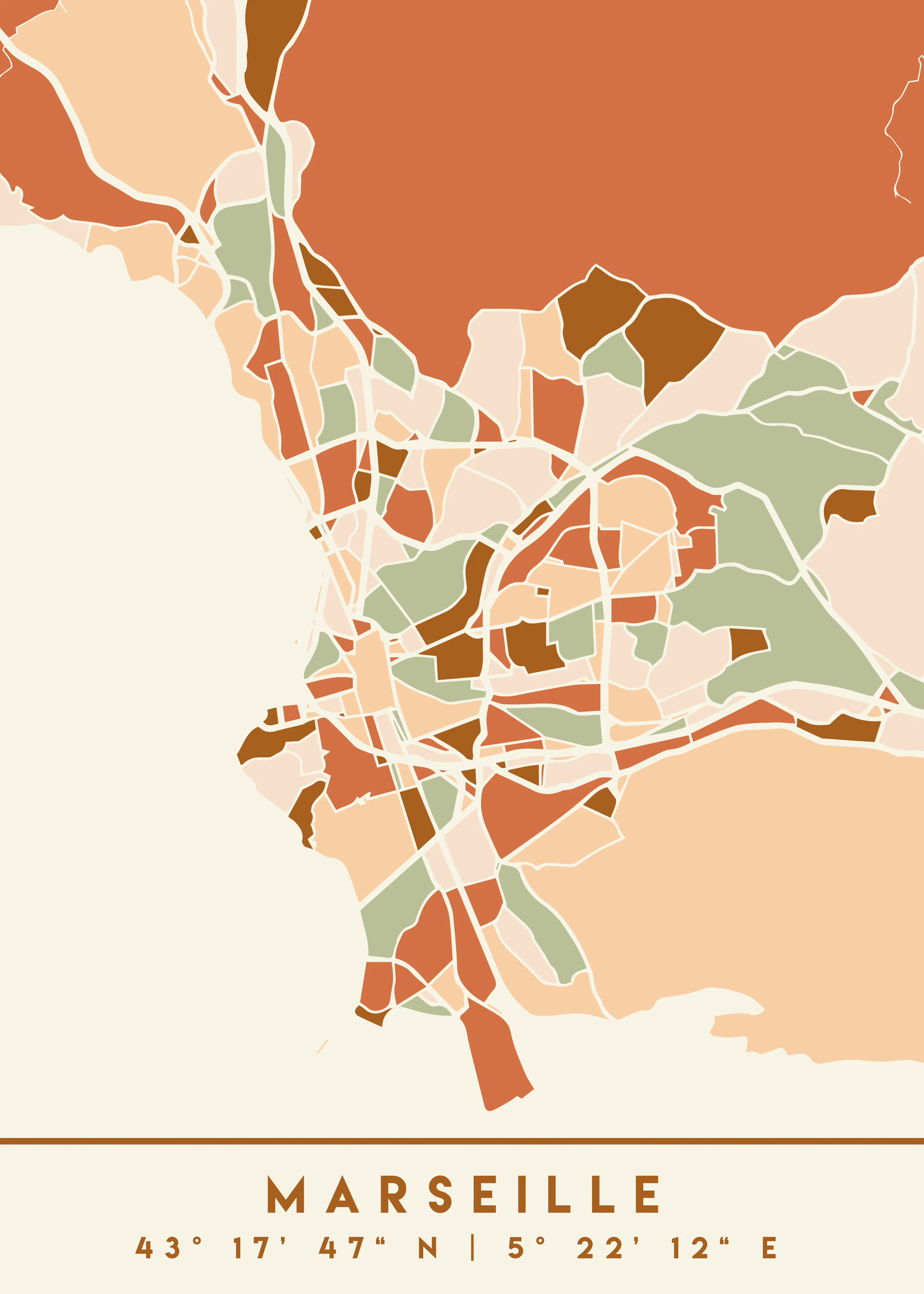 Emiliano Deificus - Colorful Marseille Map Poster 0