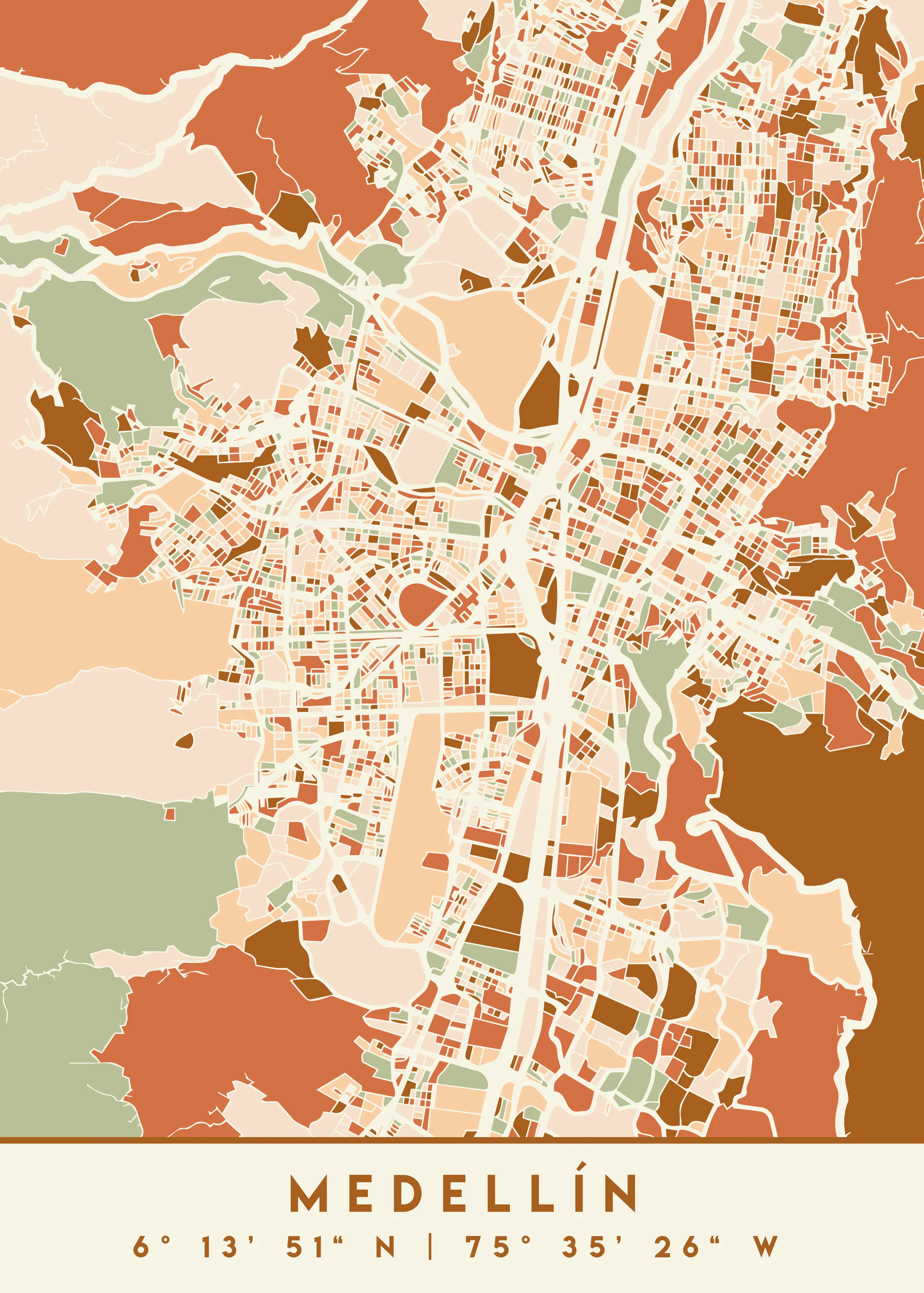 Emiliano Deificus - MedellAsn City Map No2 Poster 0
