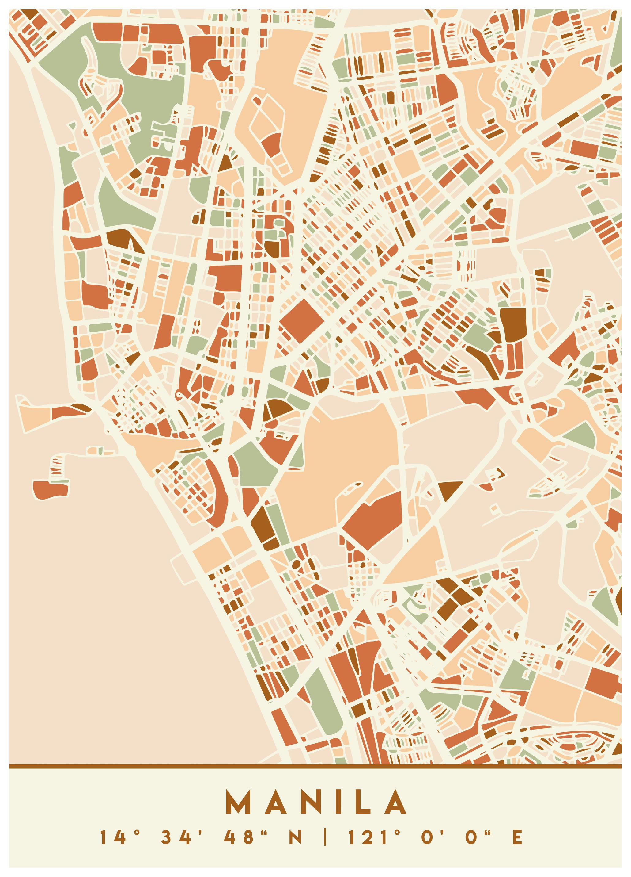 Emiliano Deificus - Manila City Map Affiche (70x100 cm) - Poster Store