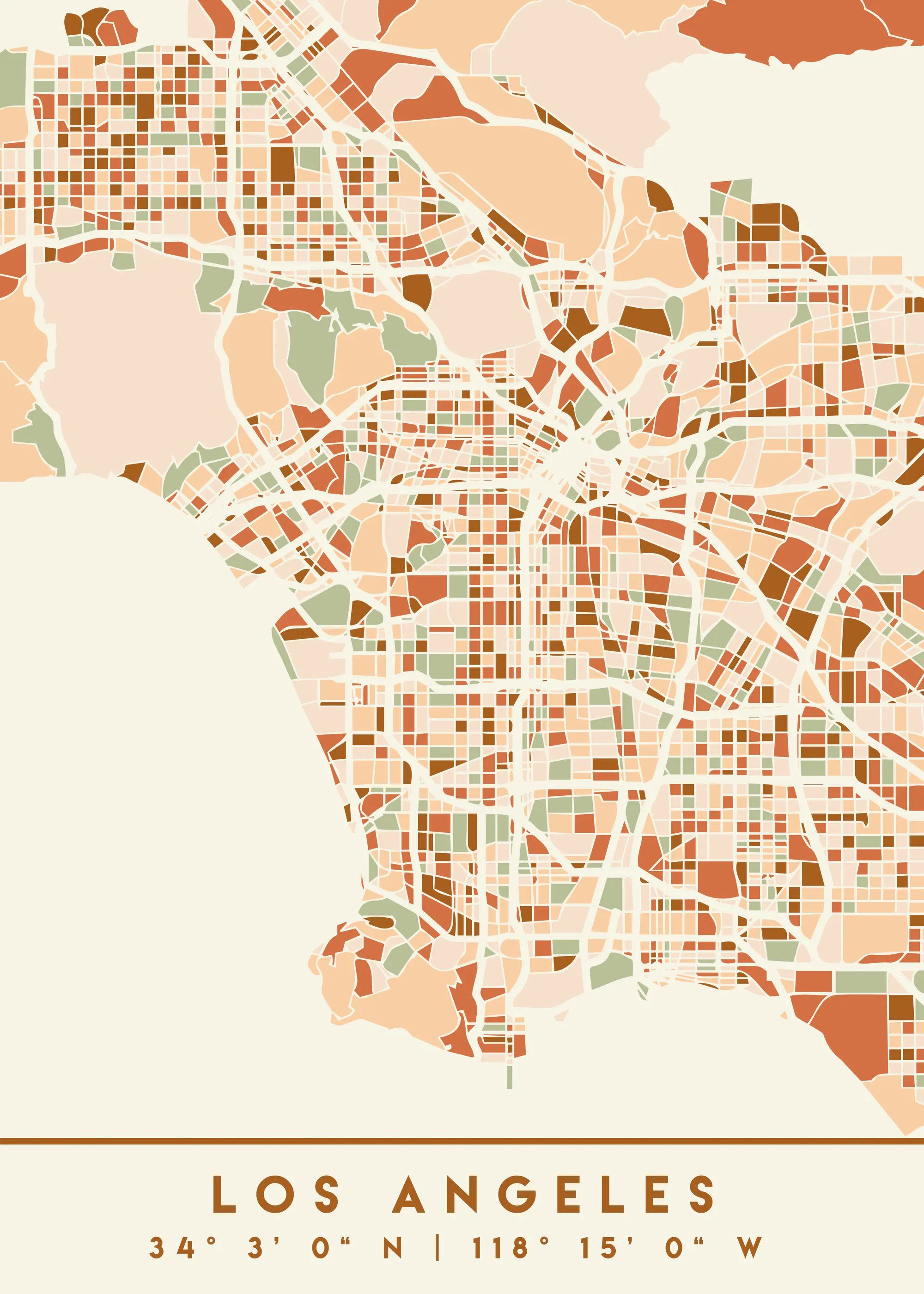 Emiliano Deificus - Modern Los Angeles Map Poster 0