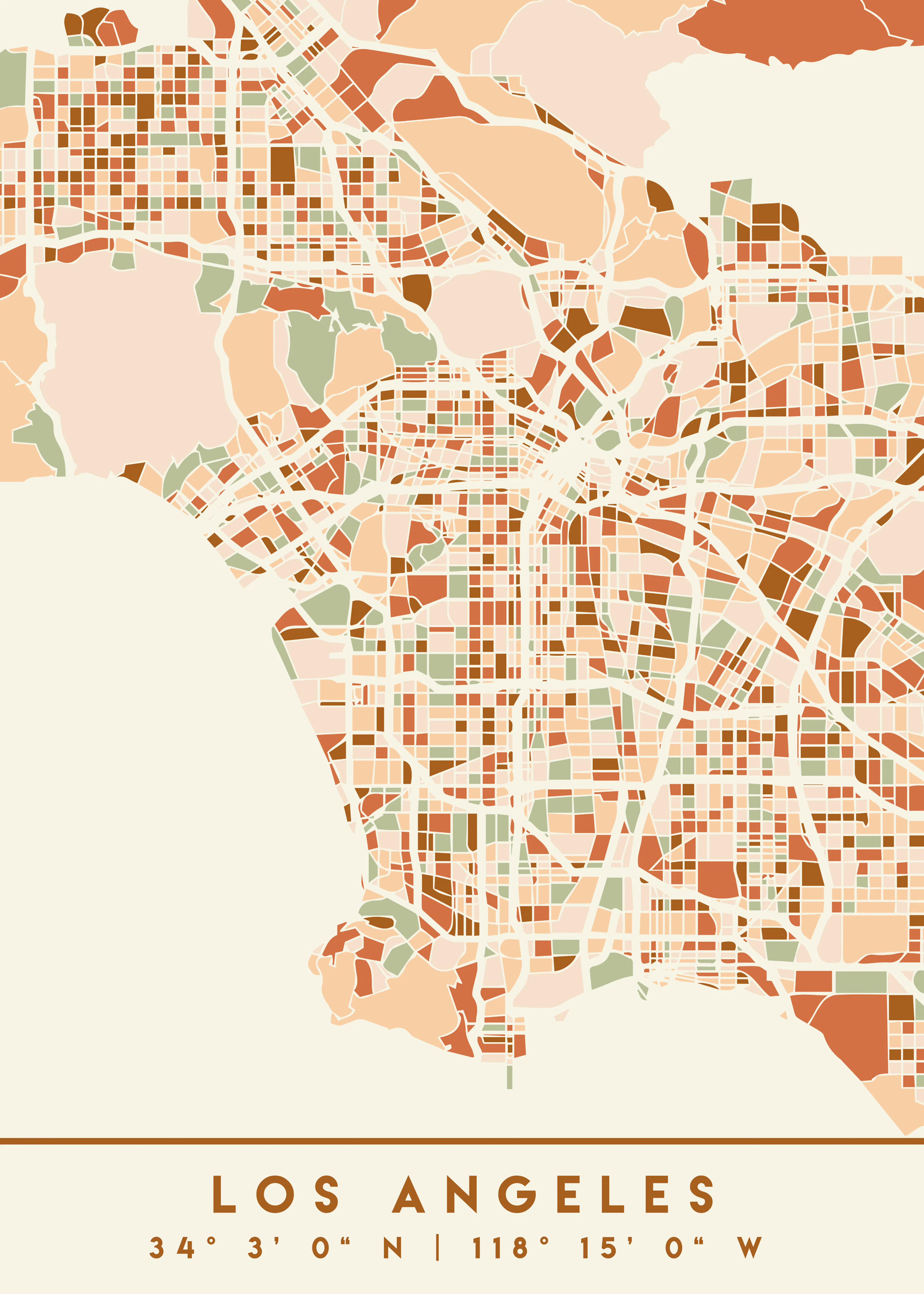 Emiliano Deificus - Modern Los Angeles Map Poster 0