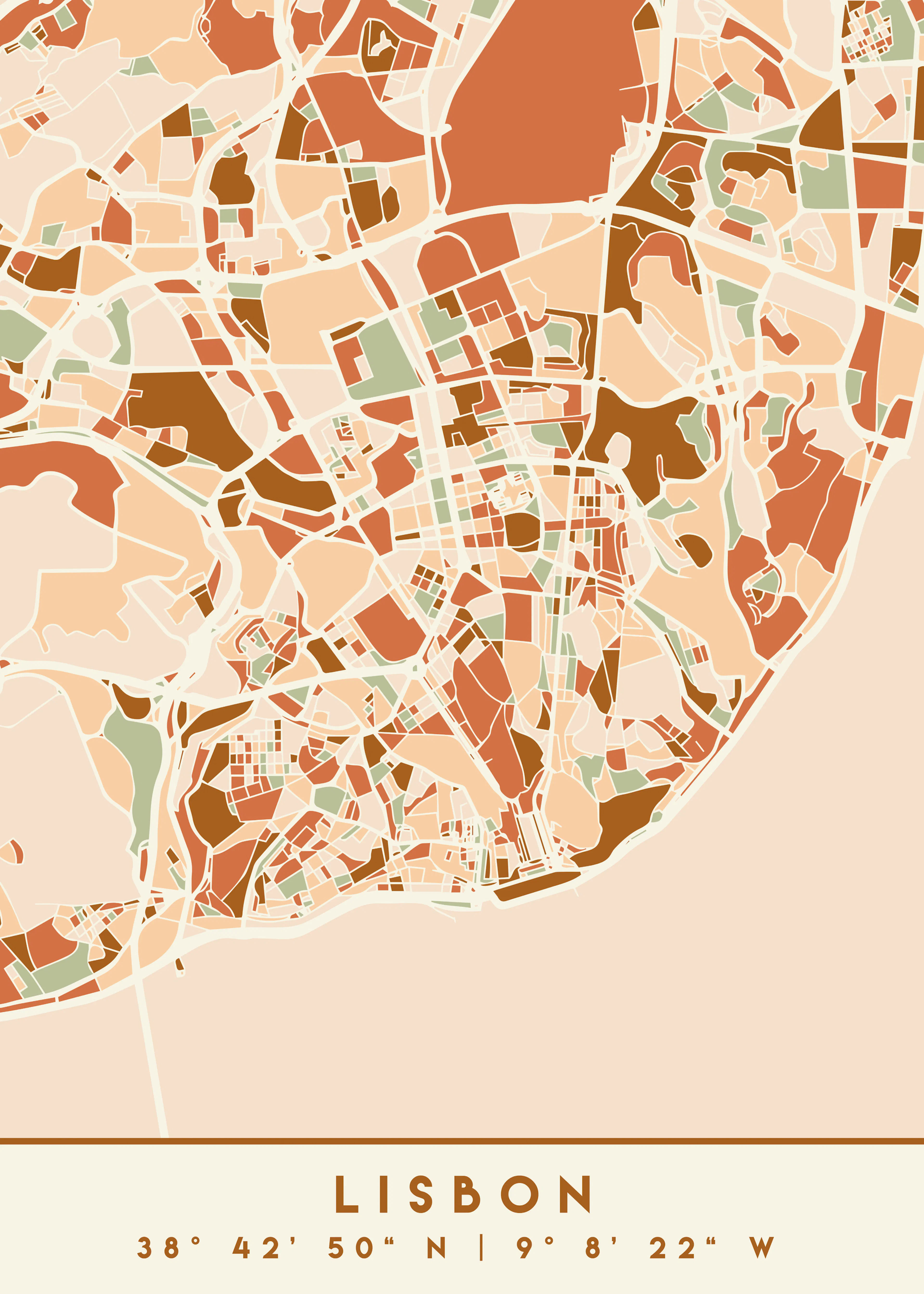 Emiliano Deificus - Lisbon Pastel City Map Plakat 0