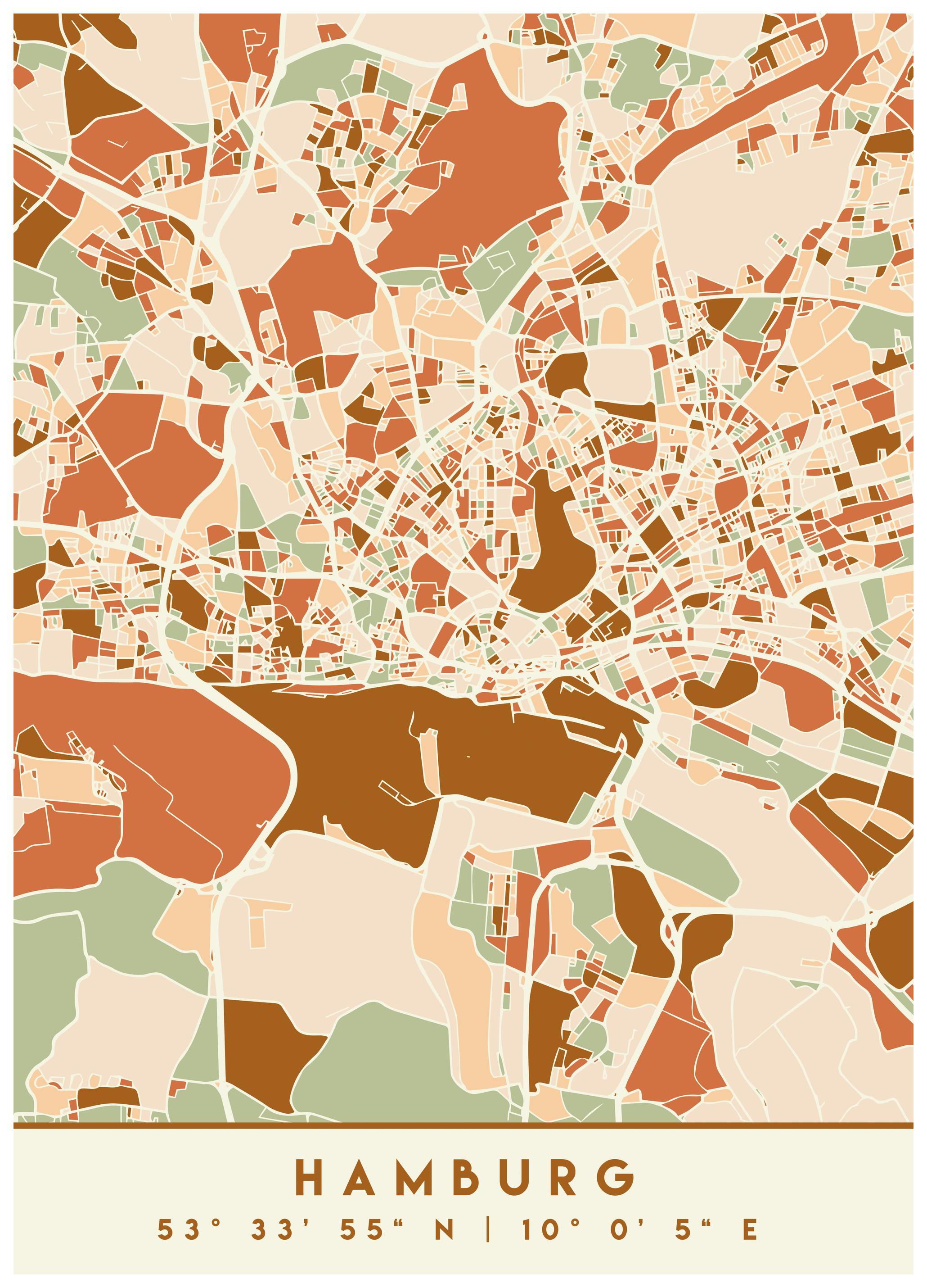 Emiliano Deificus - Hamburg Urban Geometry Affiche (70x100 cm) - Poster Store