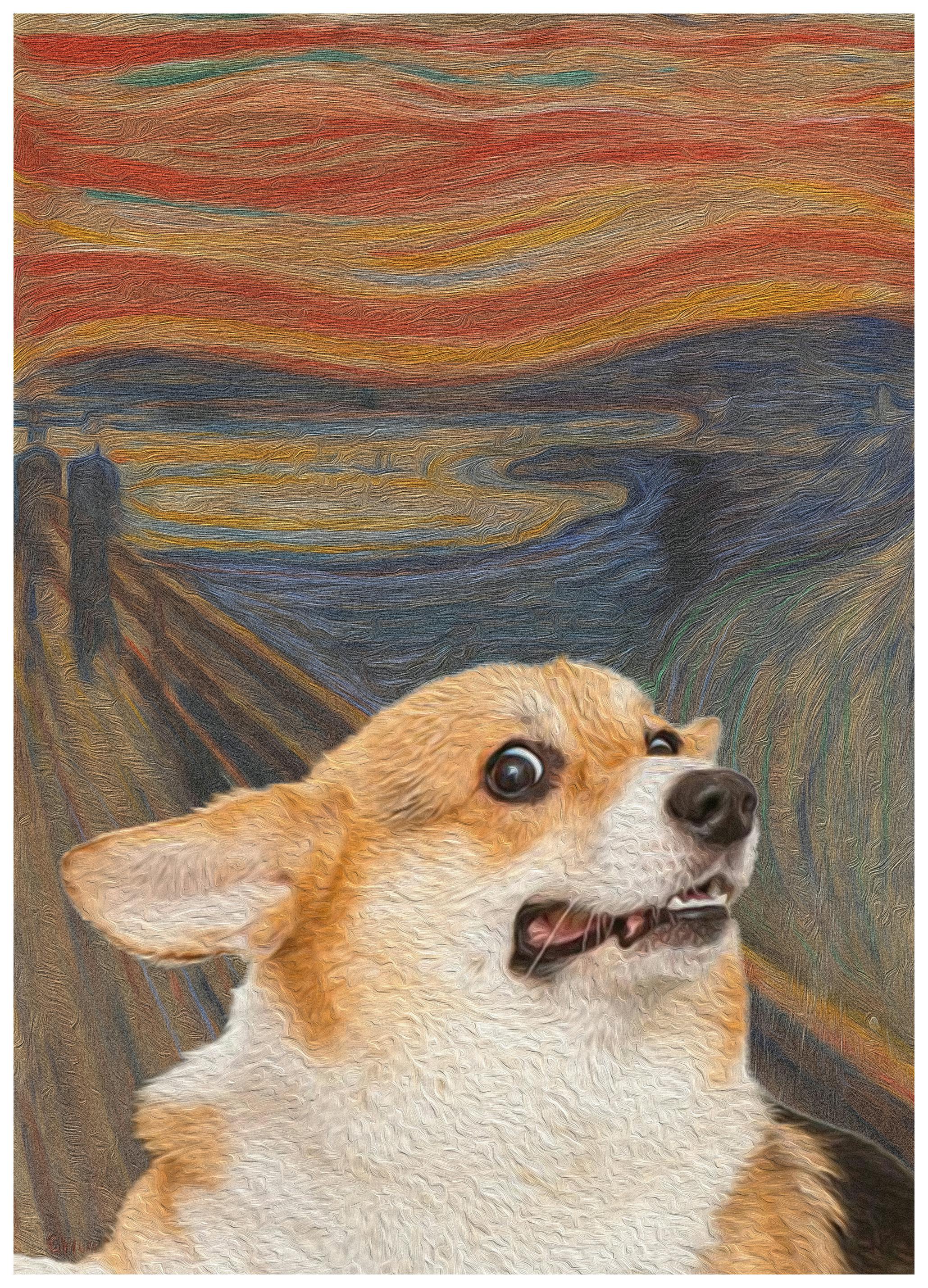 Artelele - Scared Corgi Scream Print (70x100 cm) - Poster Store