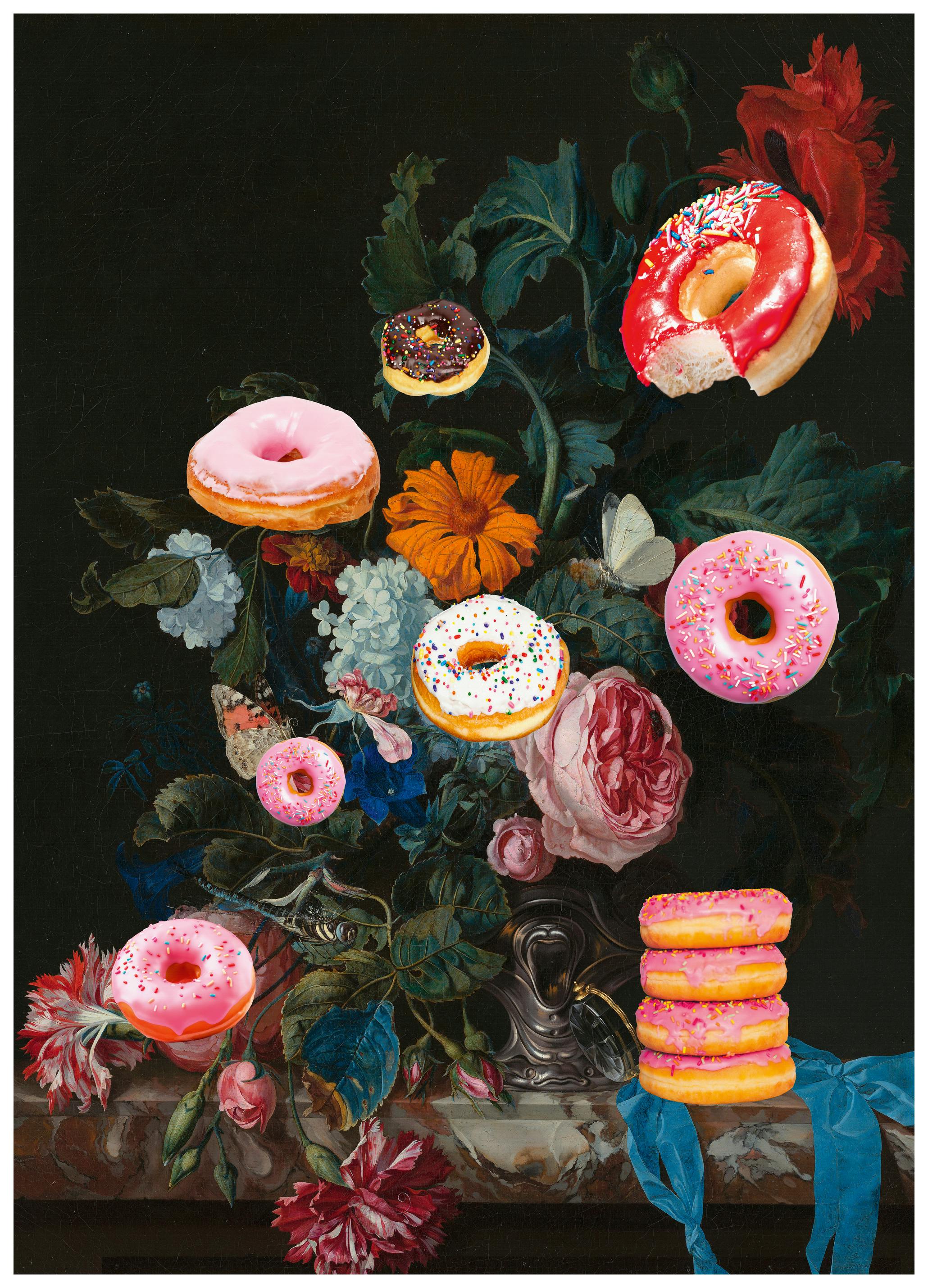 The Art Concept - Verspielte Donut-Blüten Poster (30x40 cm) - Poster Store