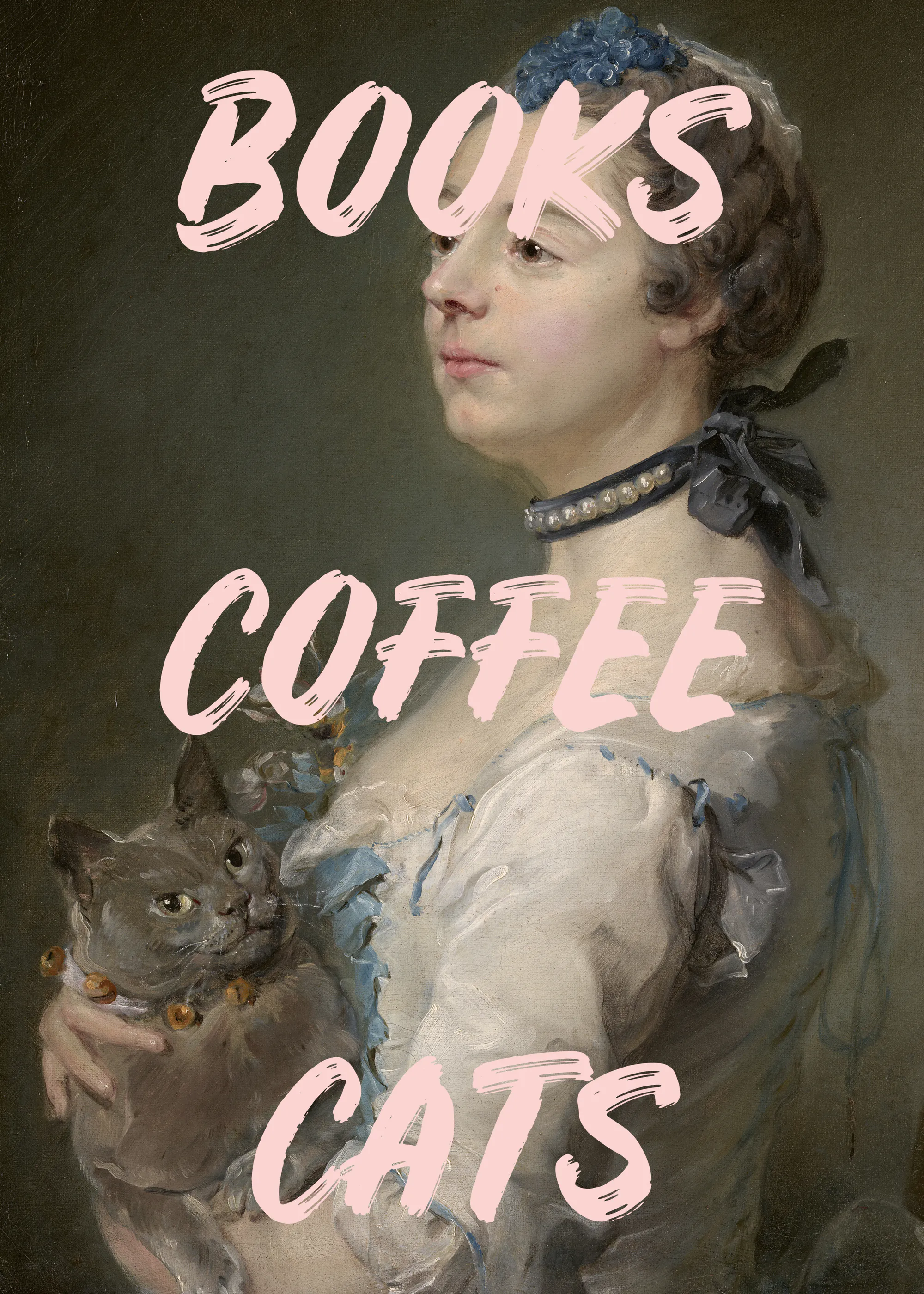 Talitha McQueen - 本とコーヒーと猫のレディ ポスター 0