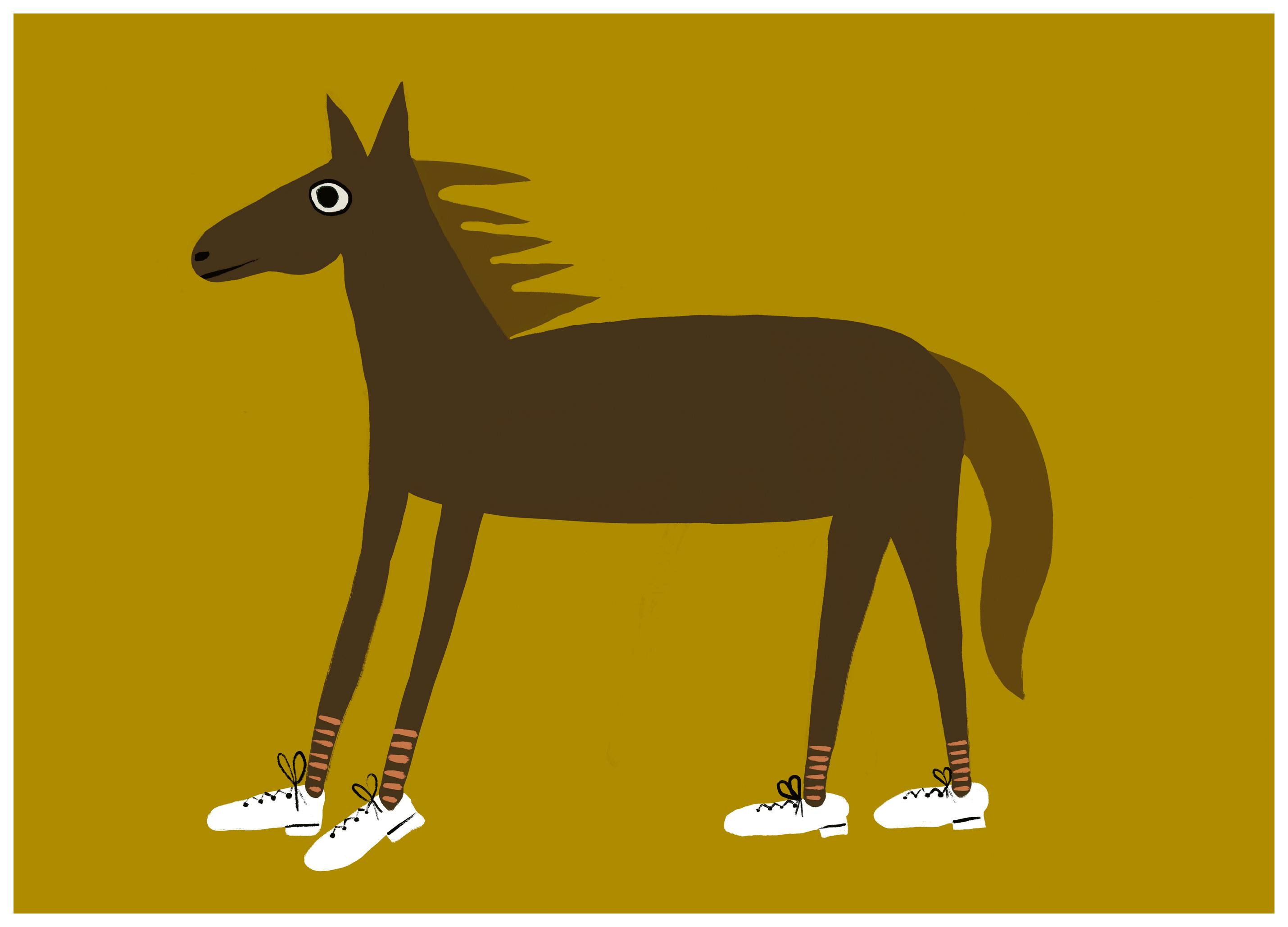 Sharyn Bursic - Paard In Sneakers Poster (21x30 cm) - Poster Store