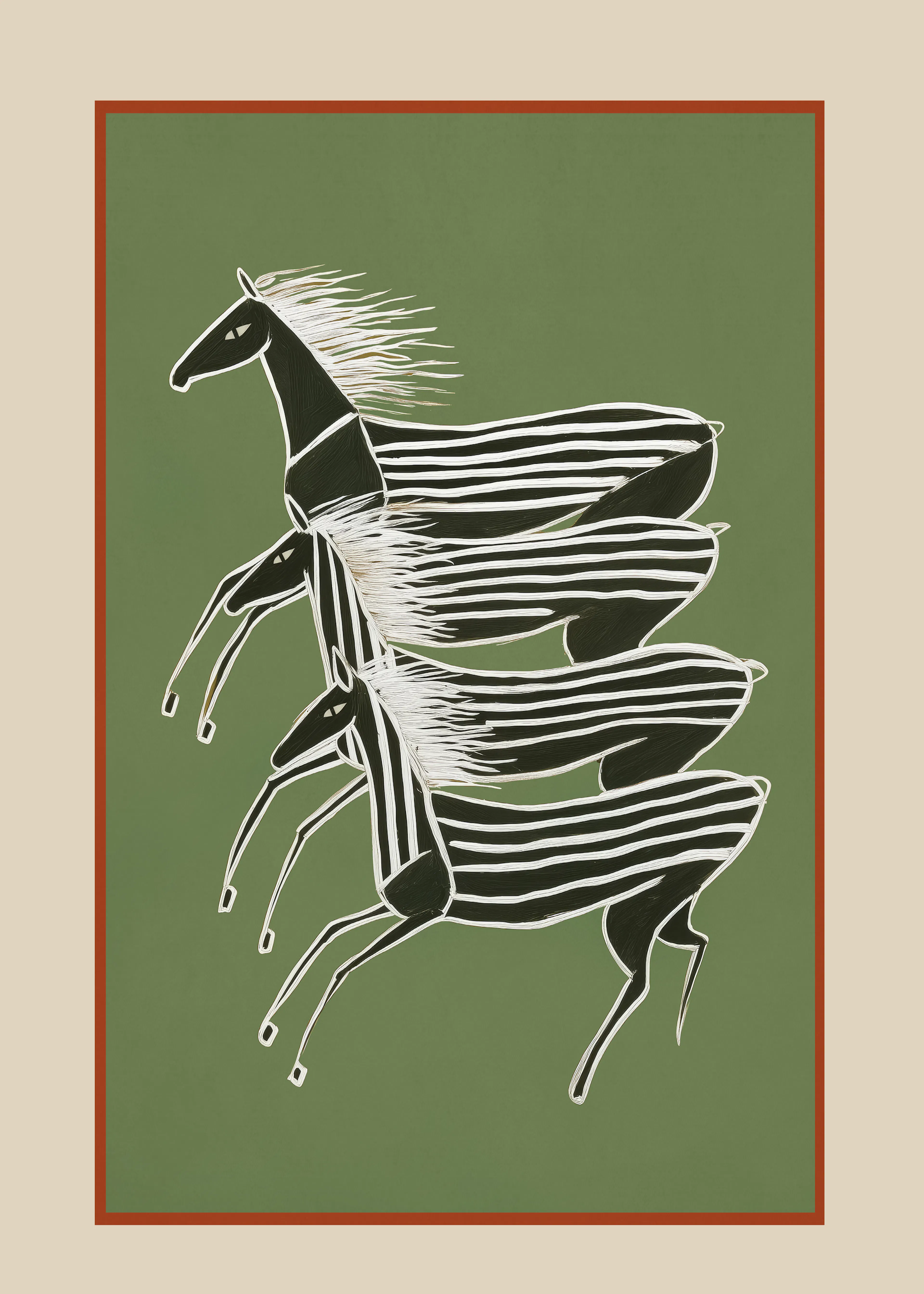 City Art - Running Zebras Green Poster 0