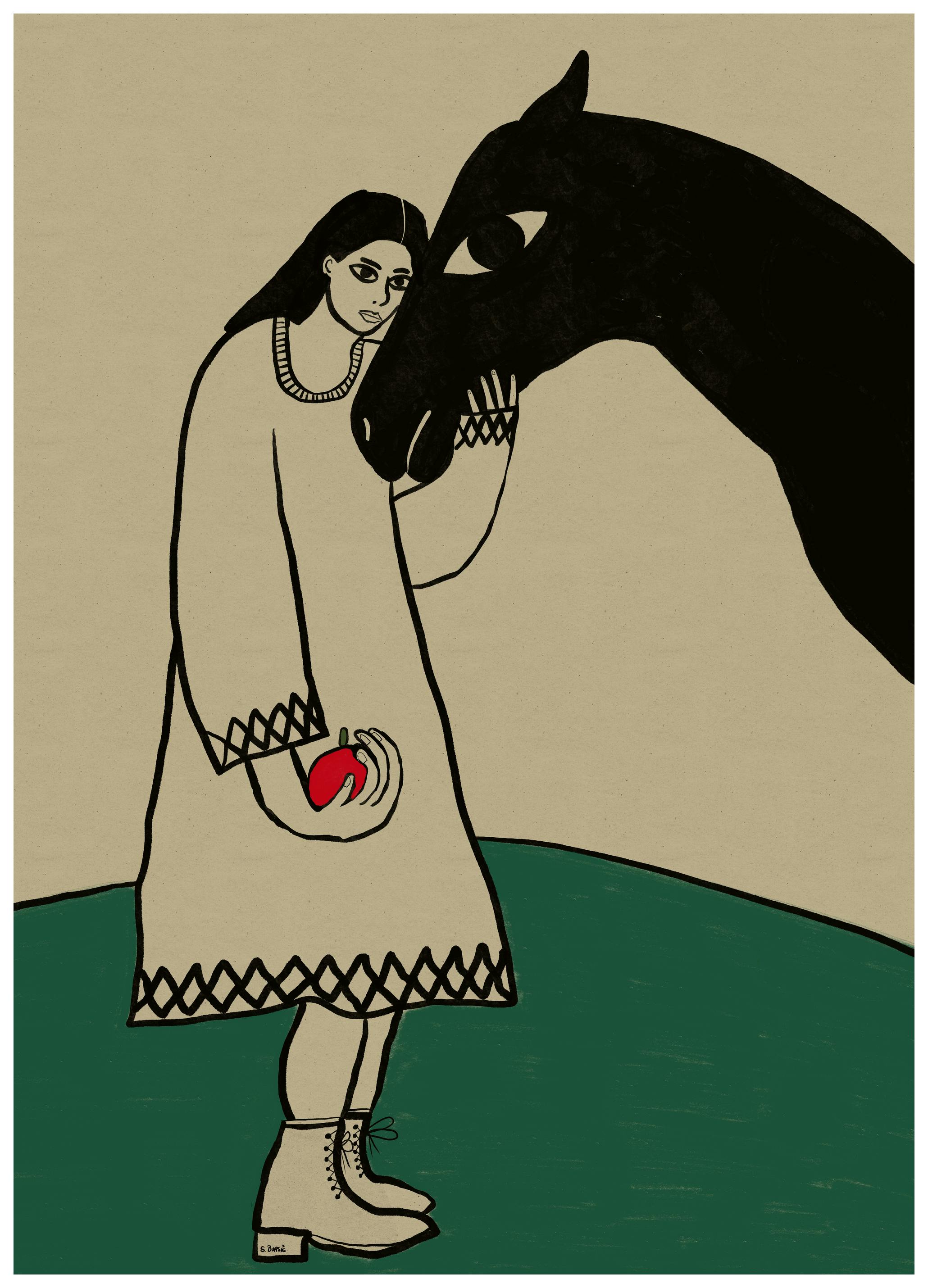 Sharyn Bursic - Girl and Gentle Horse Poster (13x18 cm) - Poster Store