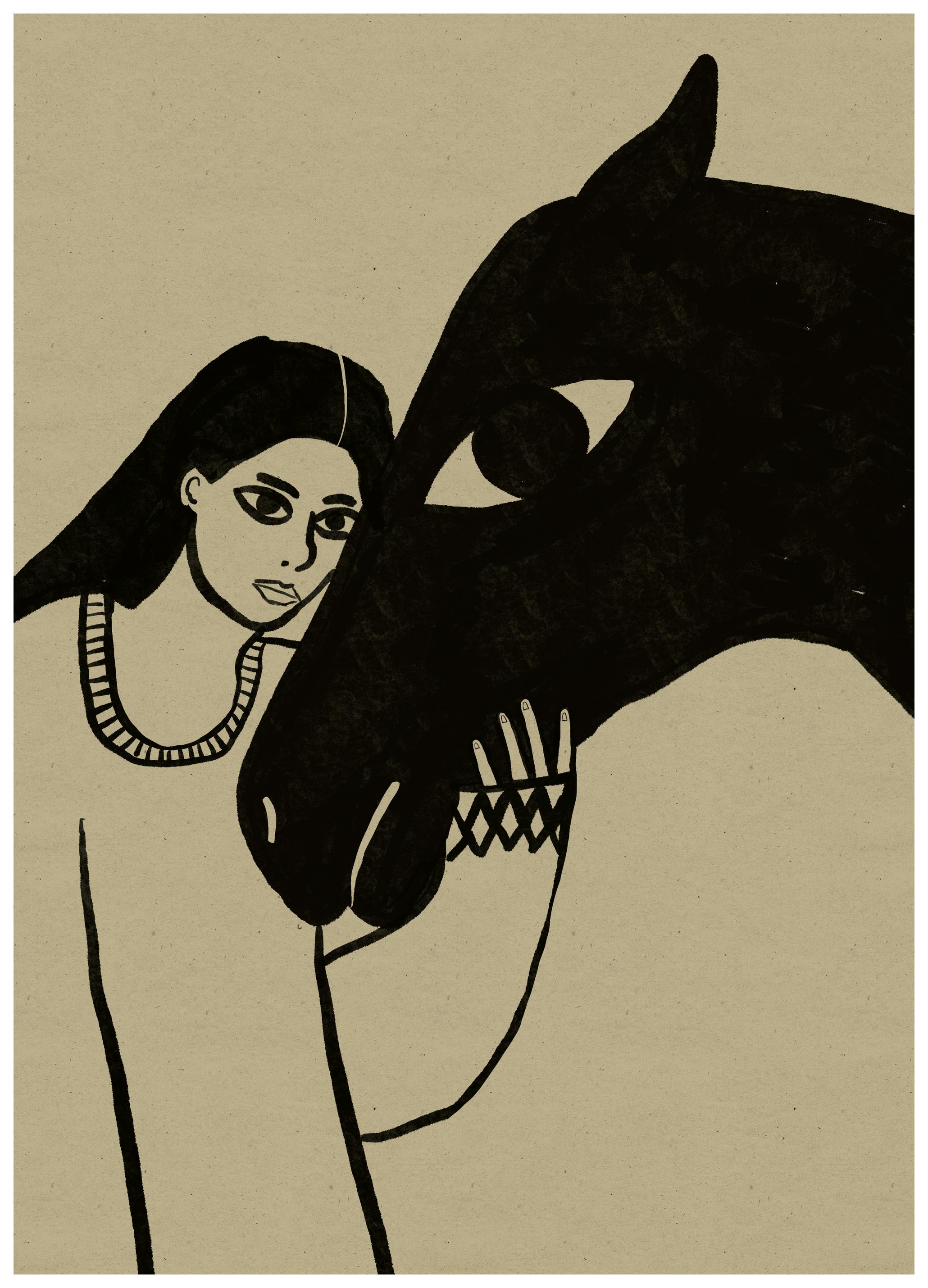 Sharyn Bursic - Complicité Sereine Femme et Cheval Poster (100x150 cm) - Poster Store