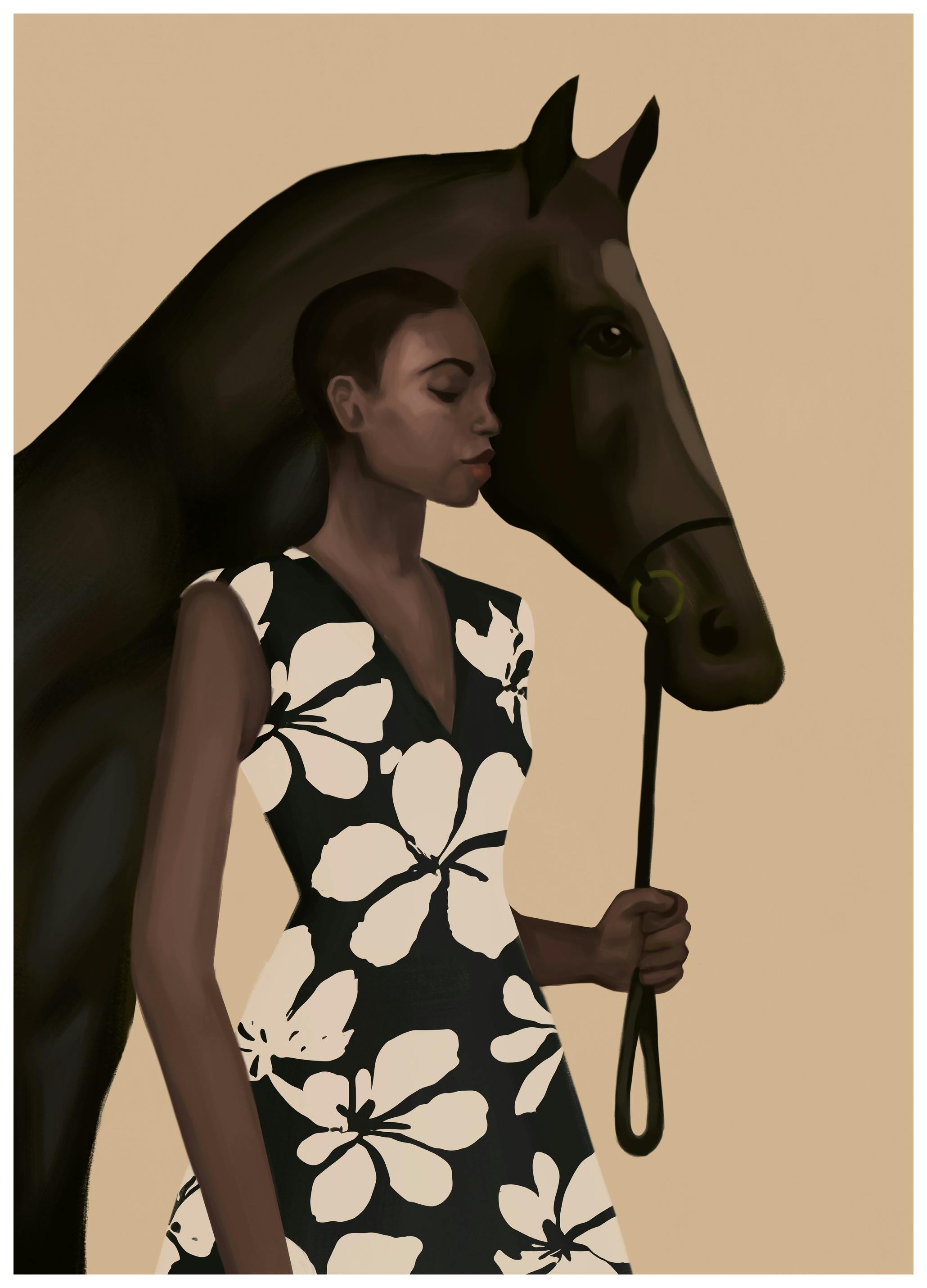 Nadjaa - Donna Elegante con Cavallo Poster (70x100 cm) - Poster Store