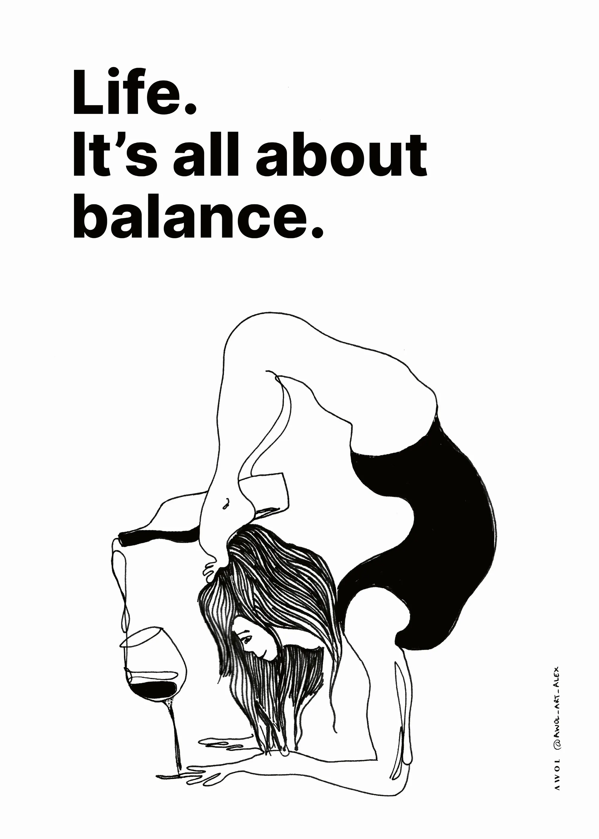 Awol Art Alex - Yoga Wine Balance Poster 0