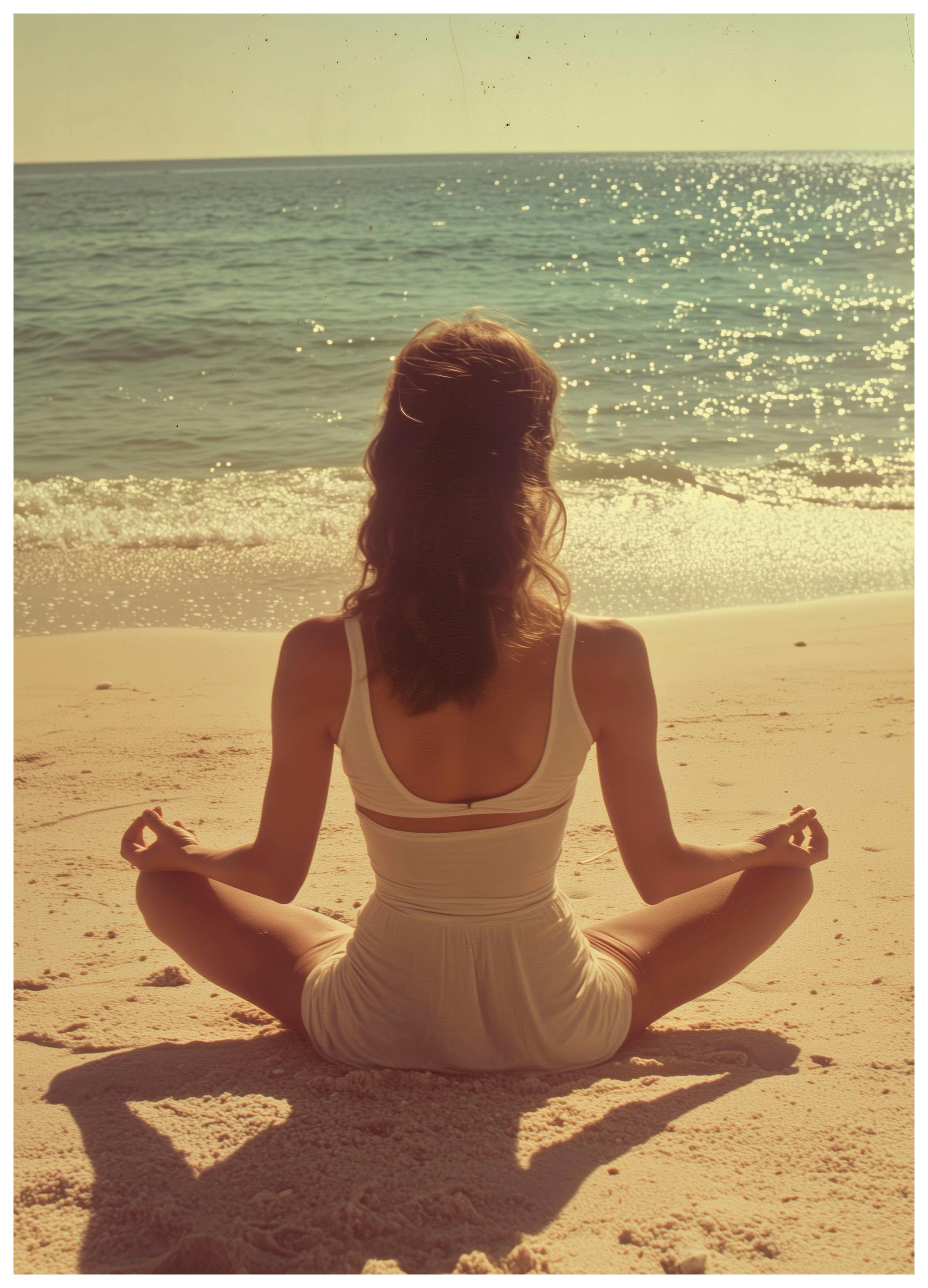 Marika Barsrsind - Serene Beach Meditation Poster (100x150 cm) - Poster Store