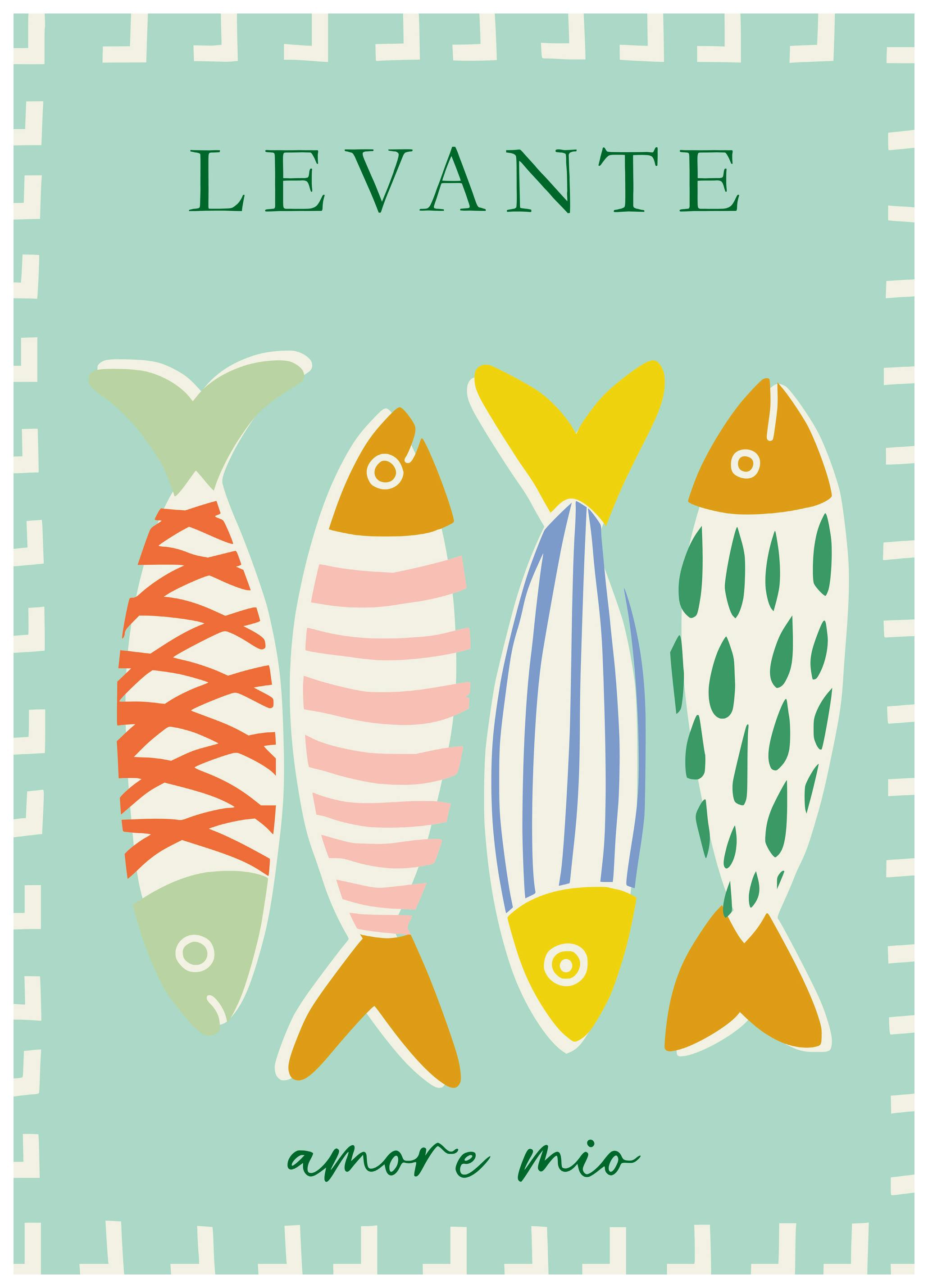 Annick - Colorful Mediterranean Sardines Poster (70x100 cm) - Poster Store