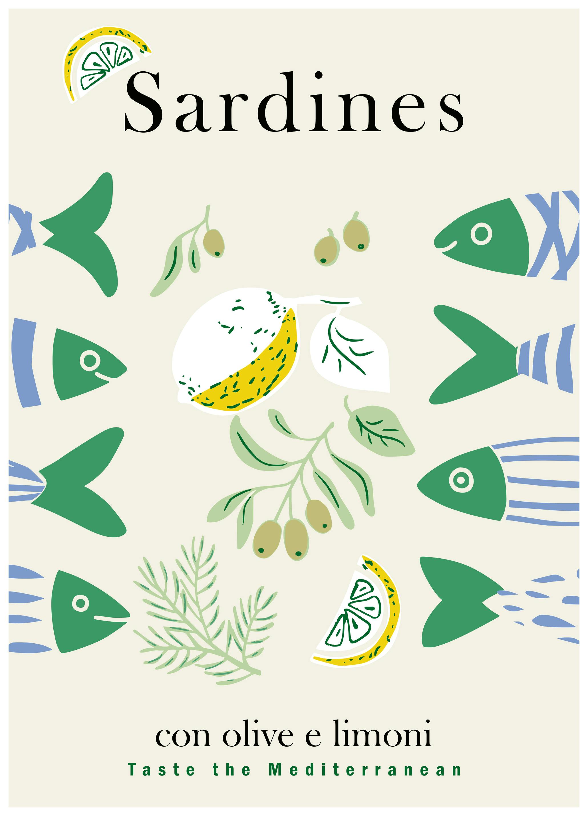 Annick - Sardines Olives Lemons Poster (70x100 cm) - Poster Store