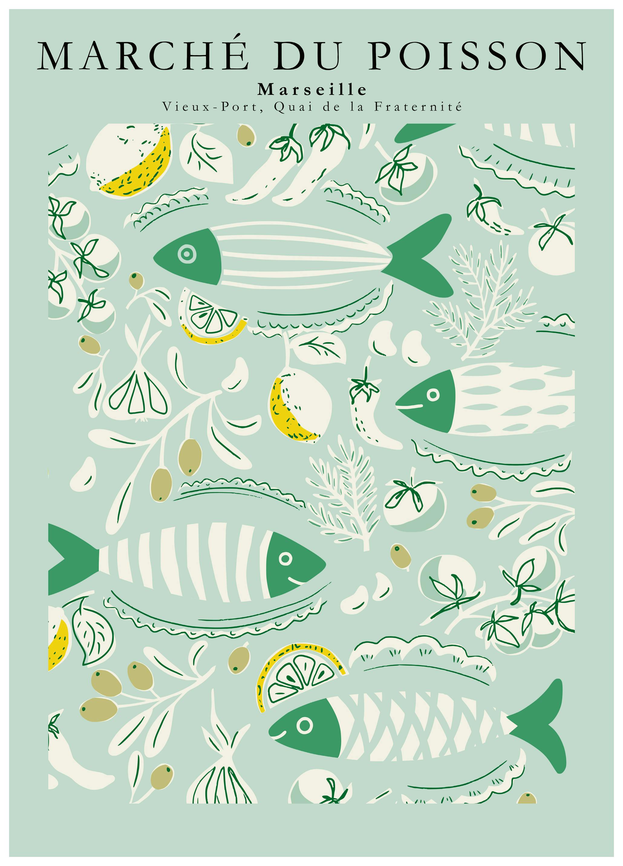 Annick - French Fish Market Plakat (21x30 cm) - Poster Store