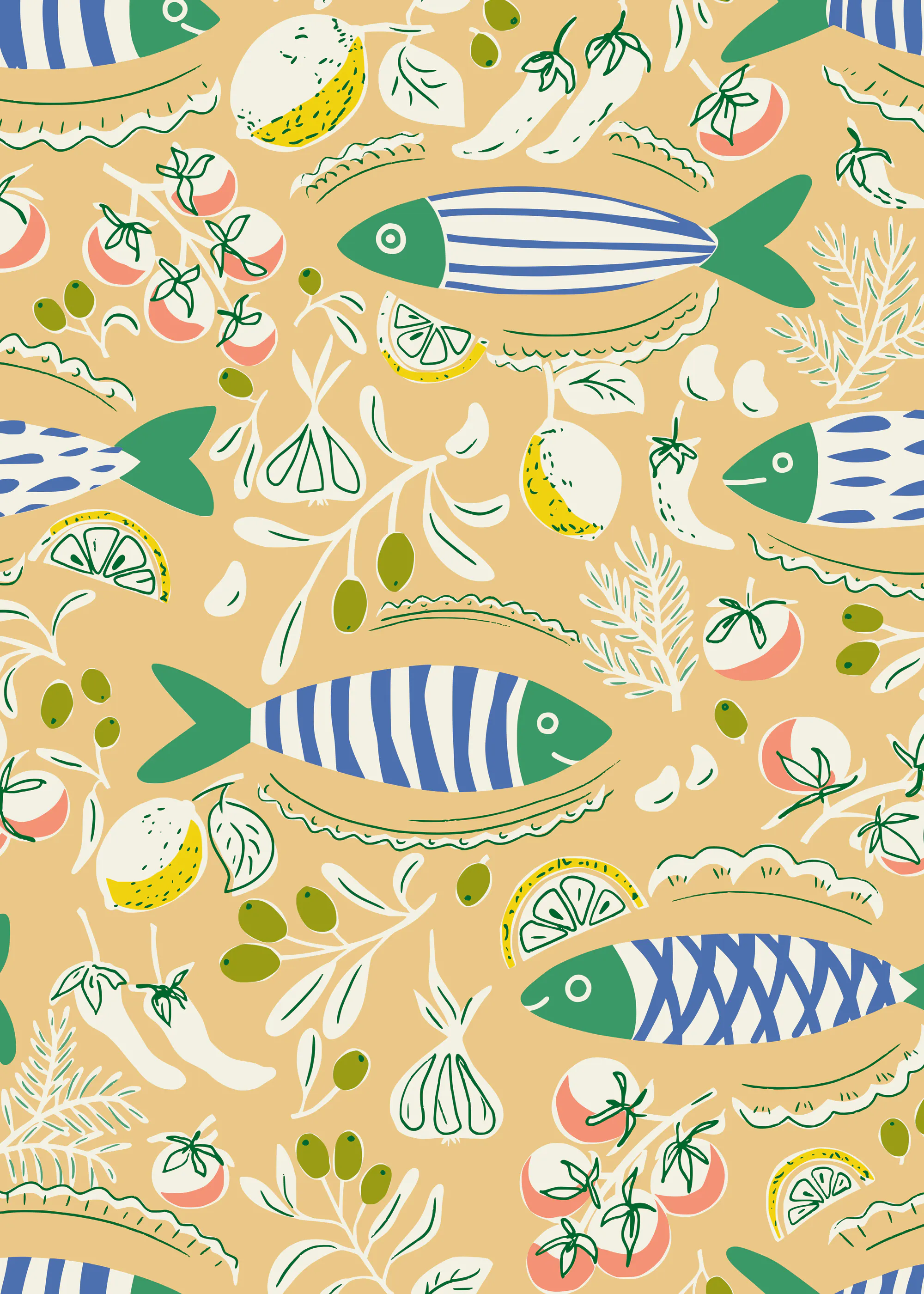 Annick - Mediterranean Fish Pattern Poster 0
