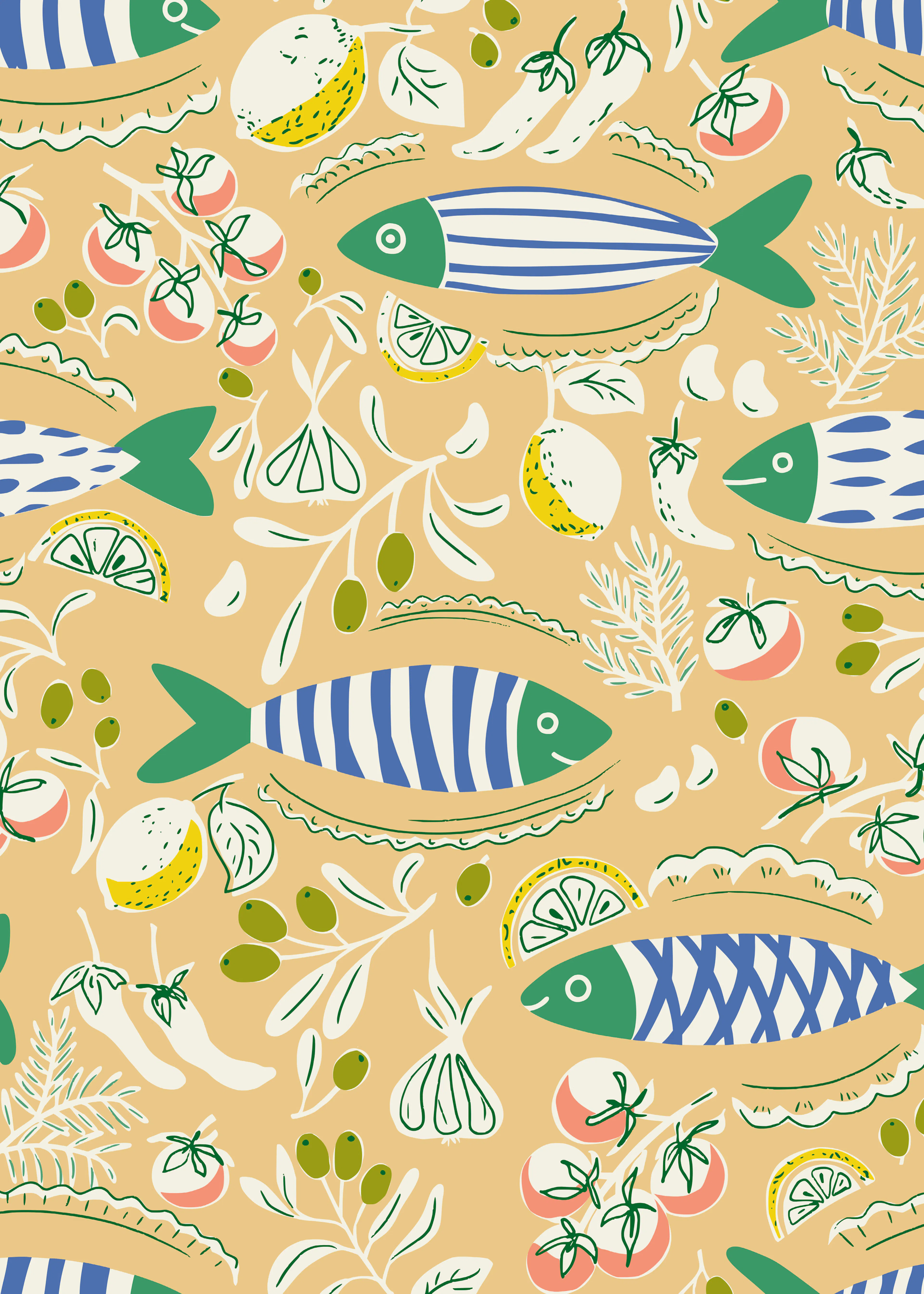 Annick - Mediterranean Fish Pattern Poster 0