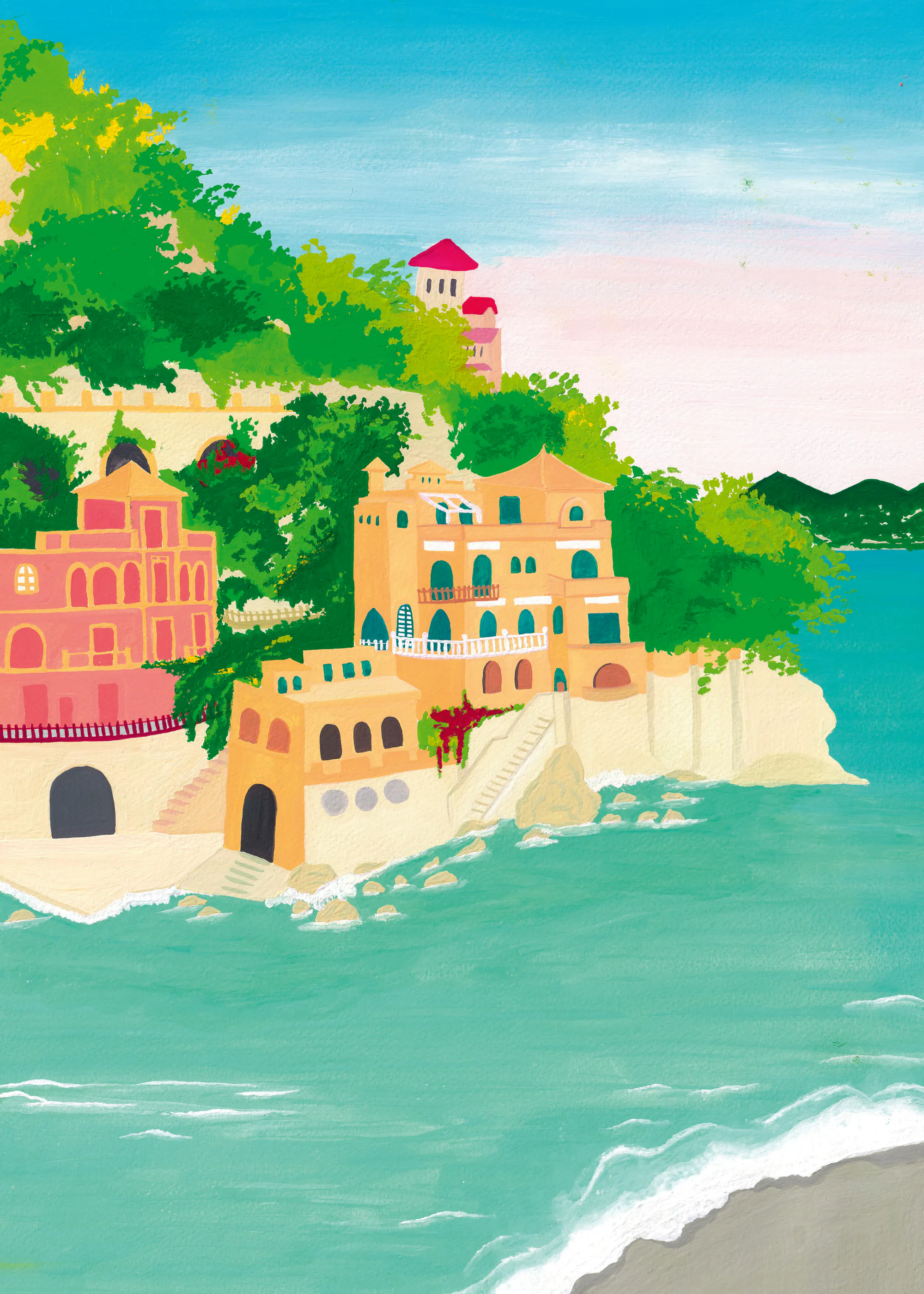 Zarish Chaudhry - Színes Mediterrán Part Poszter 0