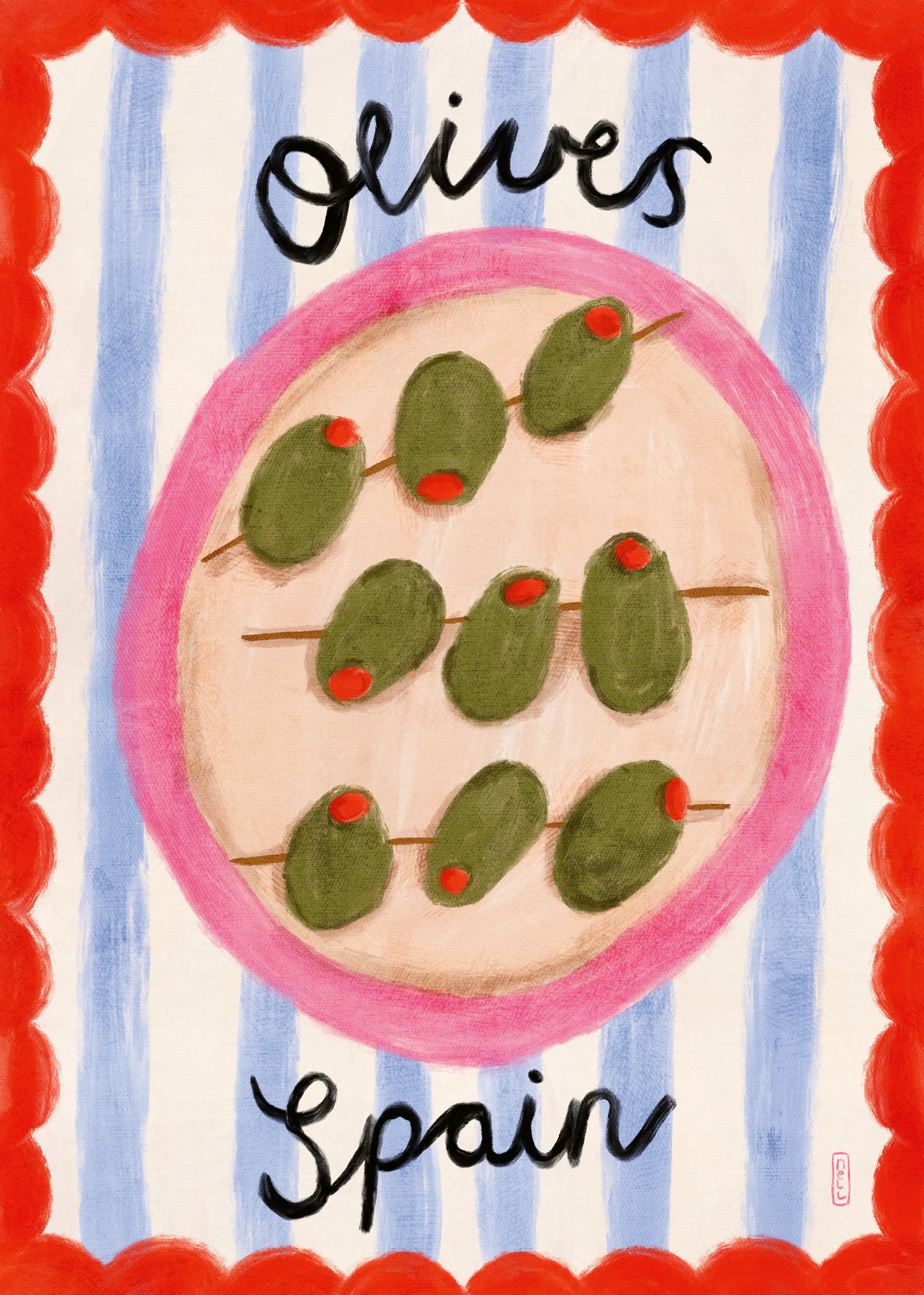 Dirkie Nell - Spanish Olives Plate Poster 0