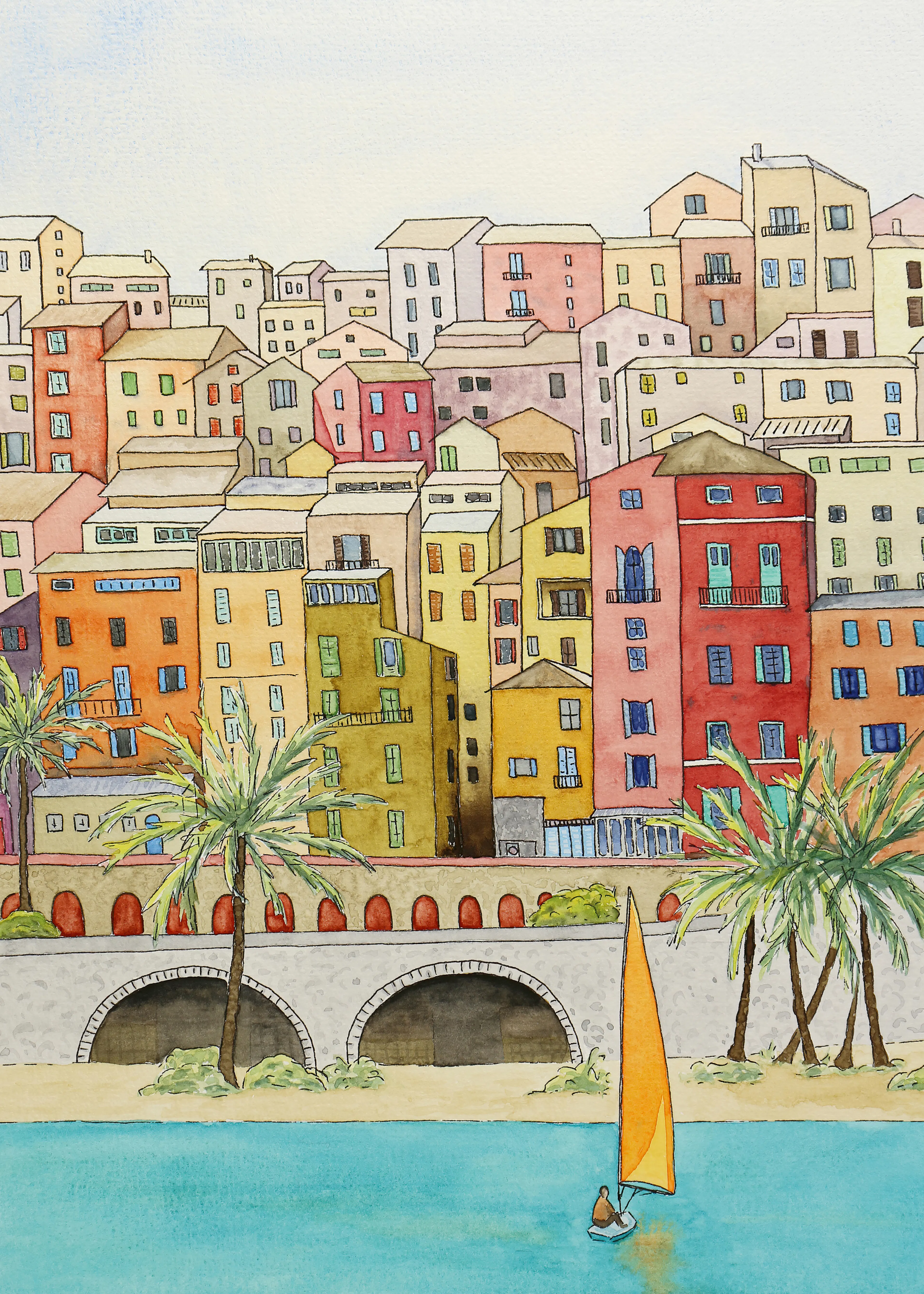 Natalie Bruns -Colorful Coastal Village Poster 0
