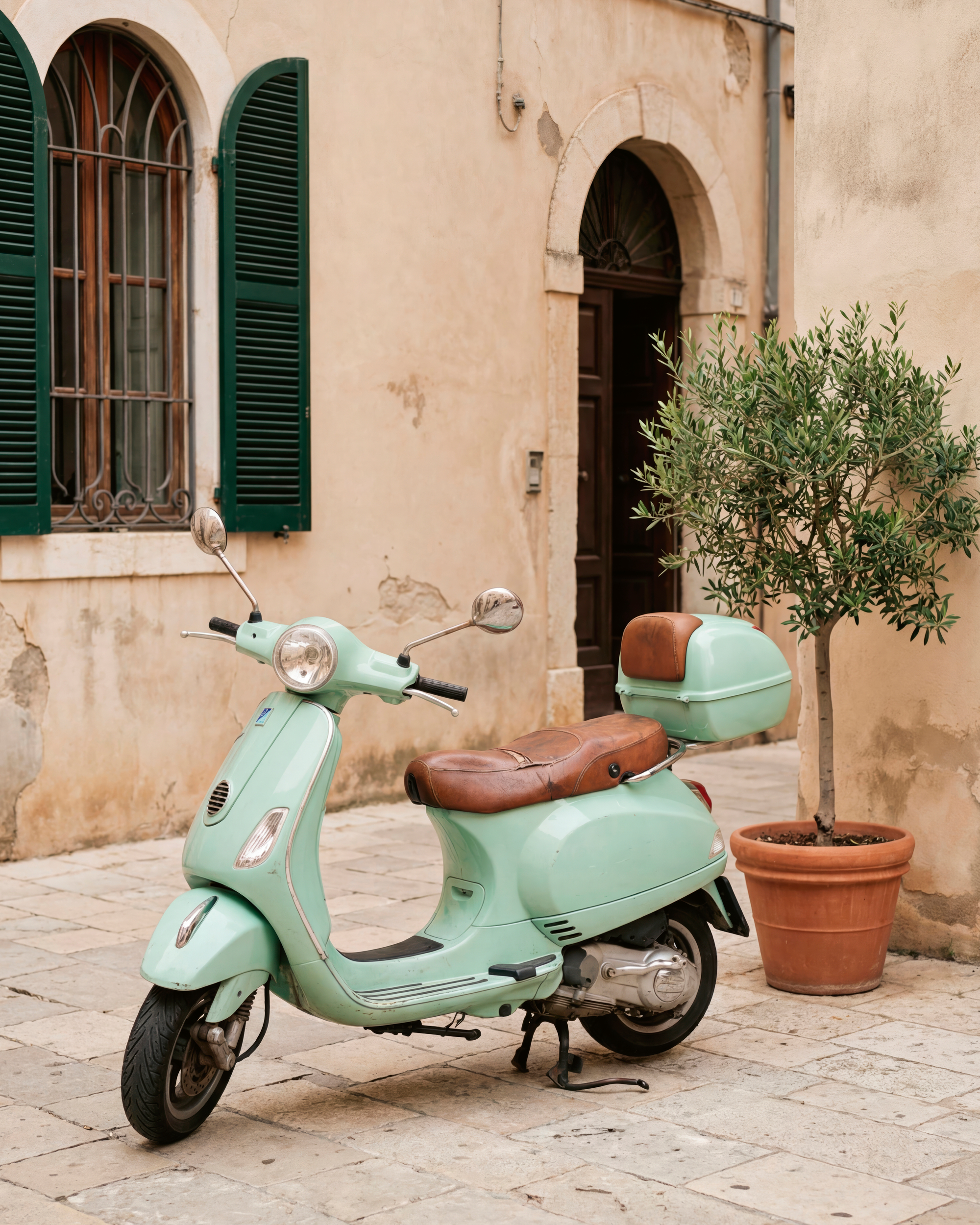 Dalia Vespa 1397(グリーン) Andreas Magnusson - Mint Green Vespa Street Print