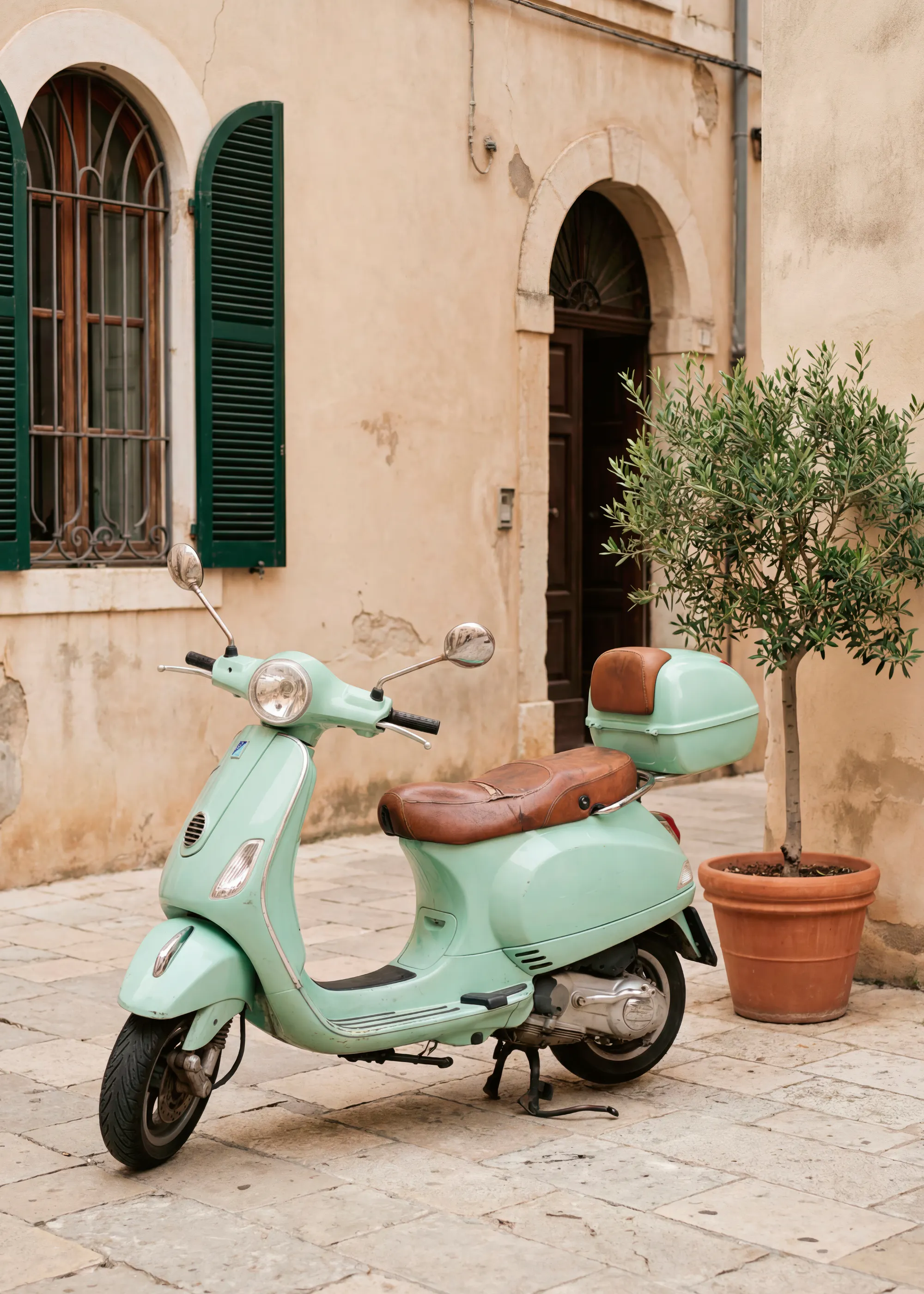 Andreas Magnusson - Mint Green Vespa Street Print 0