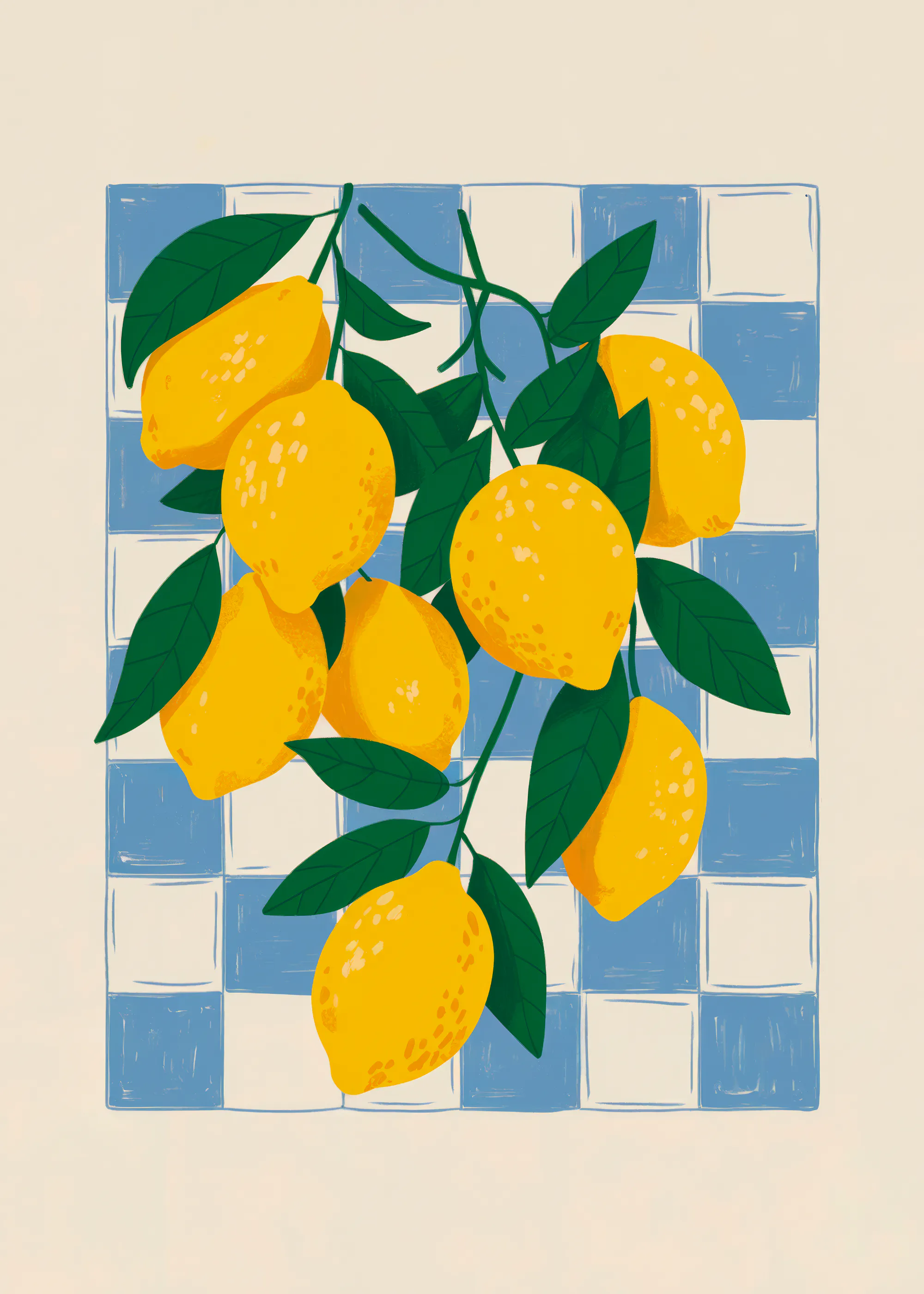 Andreas Magnusson - Friske Sitroner Blå Rutete Plakat 0