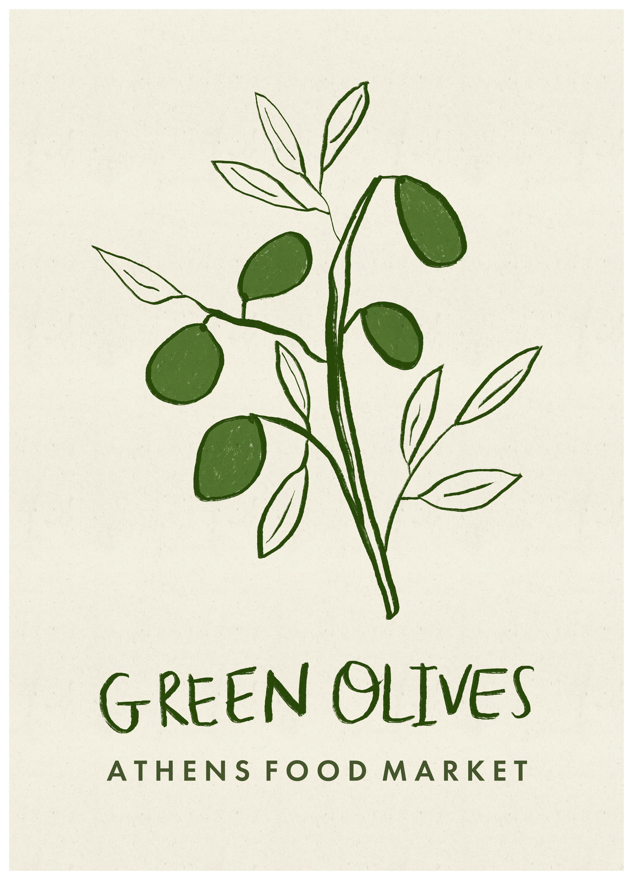 Dirkie Nell - Mediterranean Green Olives Print (70x100 cm) - Poster Store
