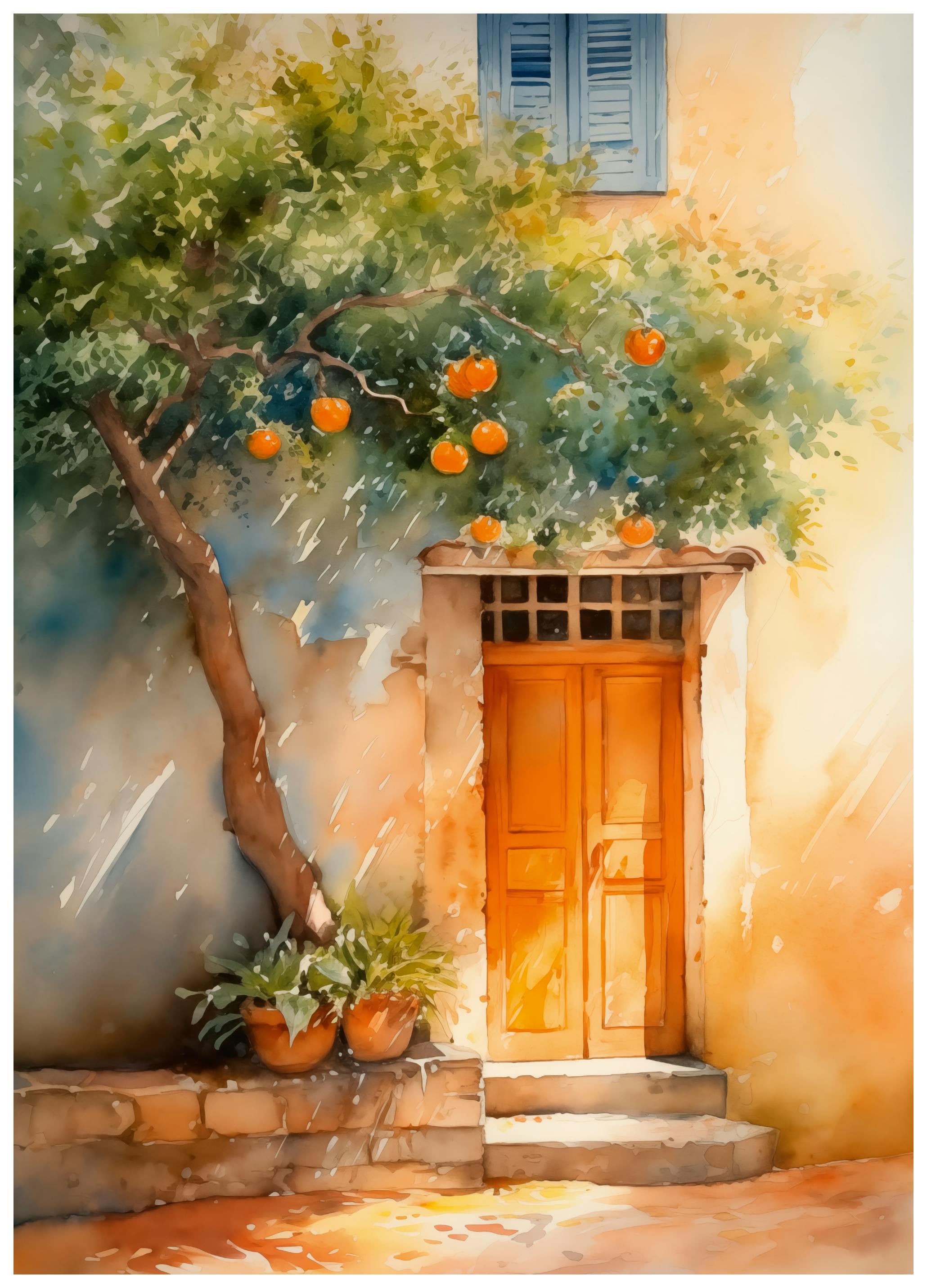 Andreas Magnusson - Sunny Orange Tree Door Poster (21x30 cm) - Poster Store