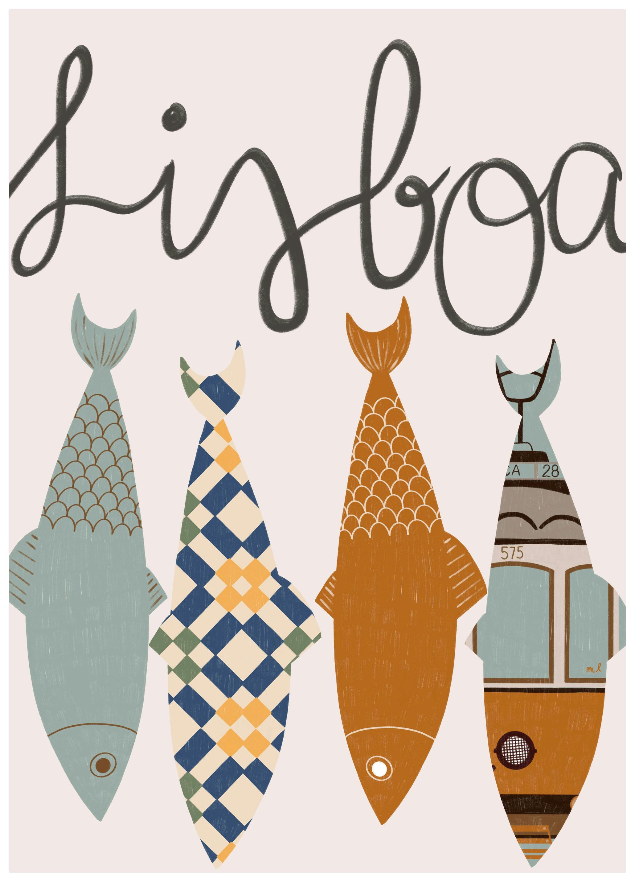 Menina Lisboa - Lisboa Patterned Fish Poster (70x100 cm) - Poster Store
