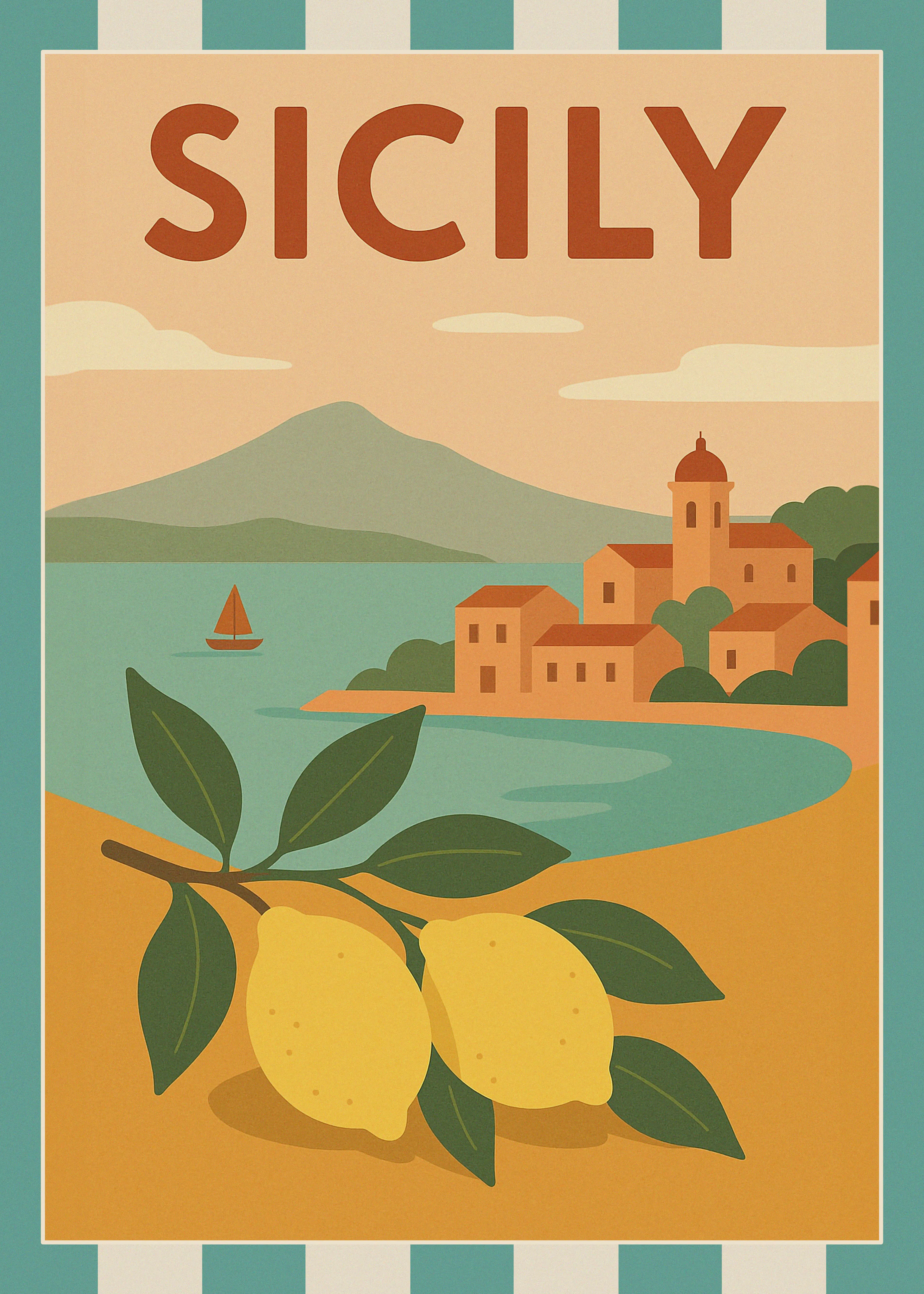 Katarzyna Gąsiorowska - Sicilian Lemons Coastal Village Poster 0