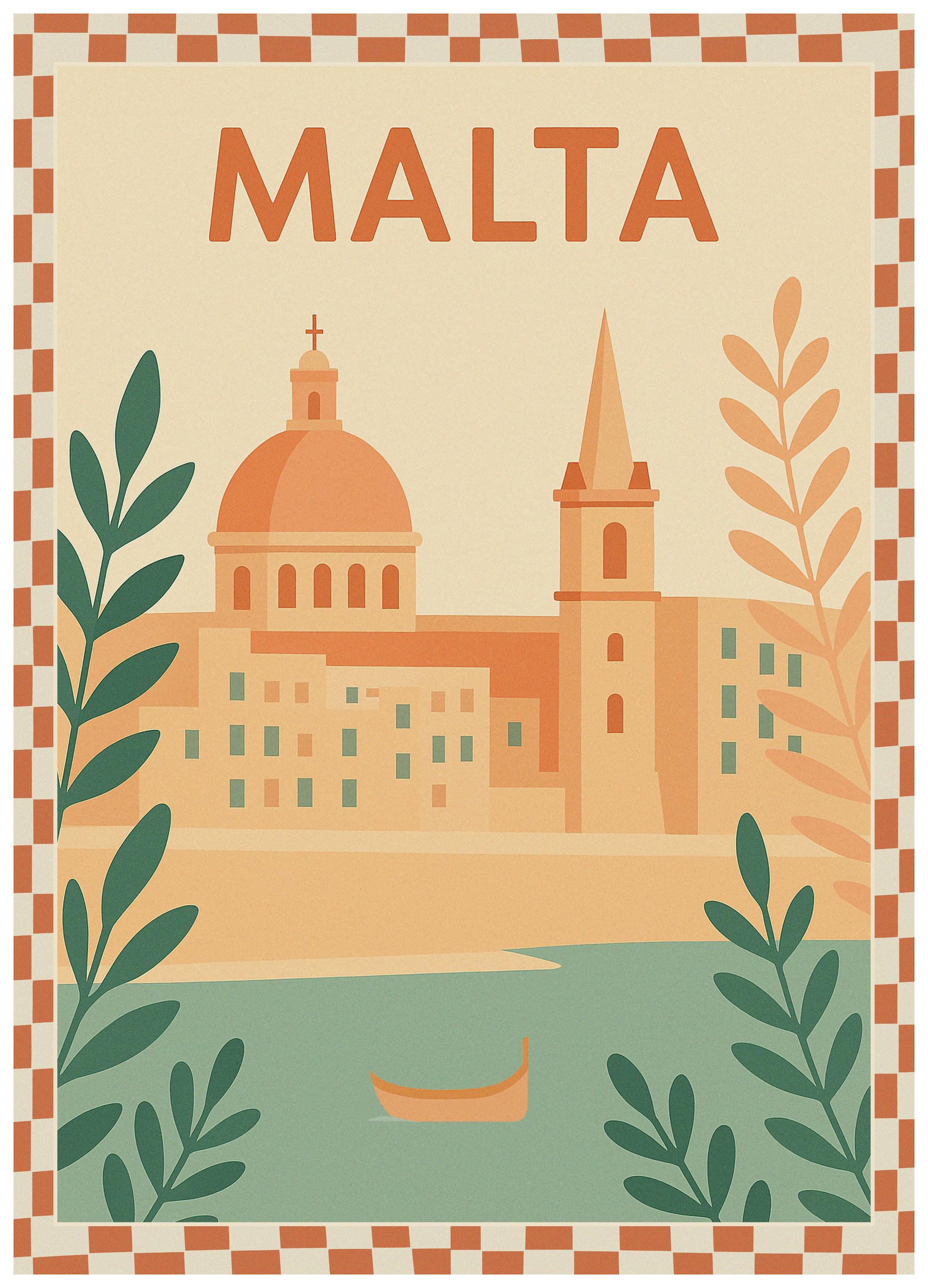 Katarzyna Gąsiorowska - Malta Coastal City Poster (70x100 cm) - Poster Store