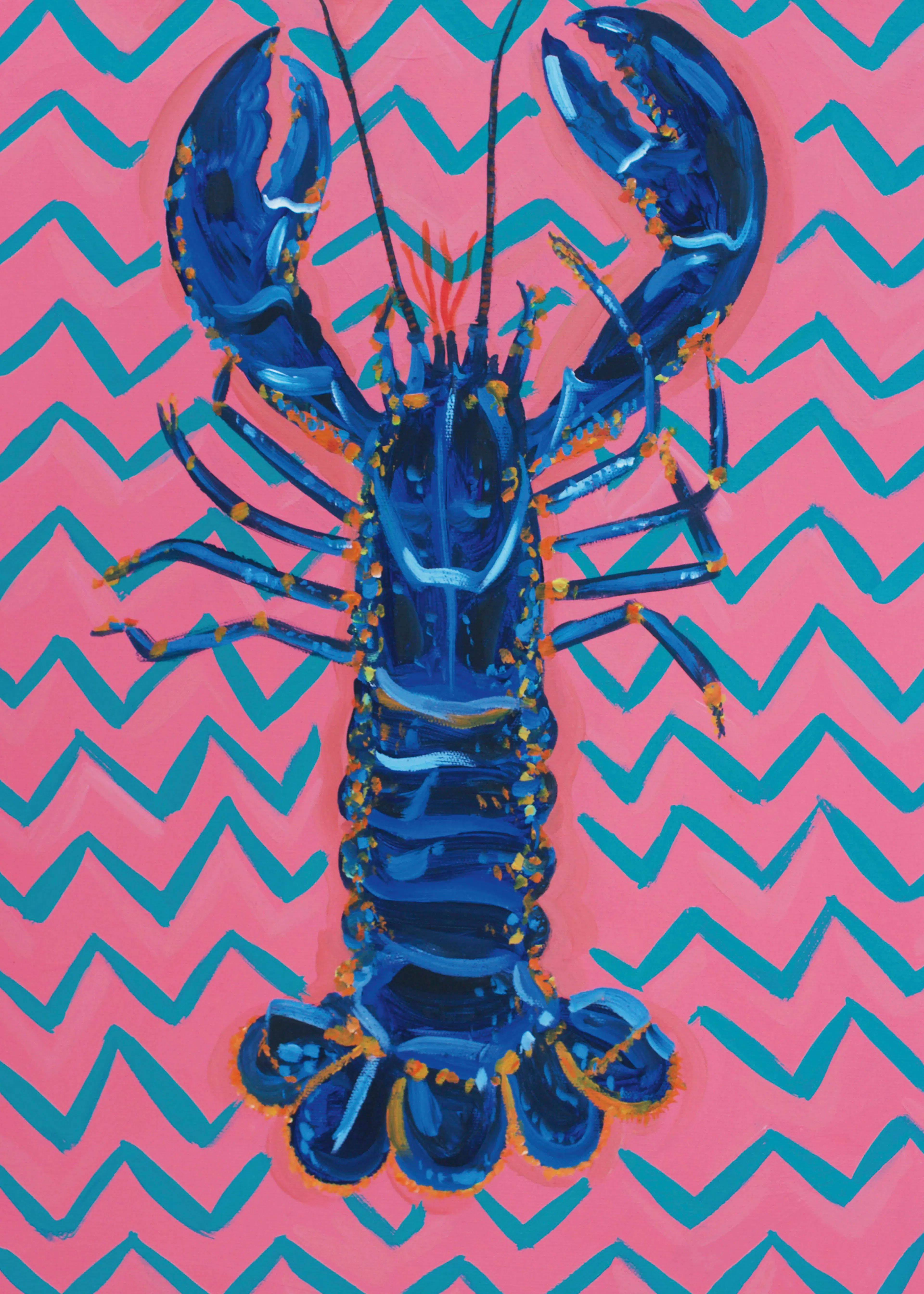 Alice Straker - Vibrant Blue Lobster Chevron Poster 0
