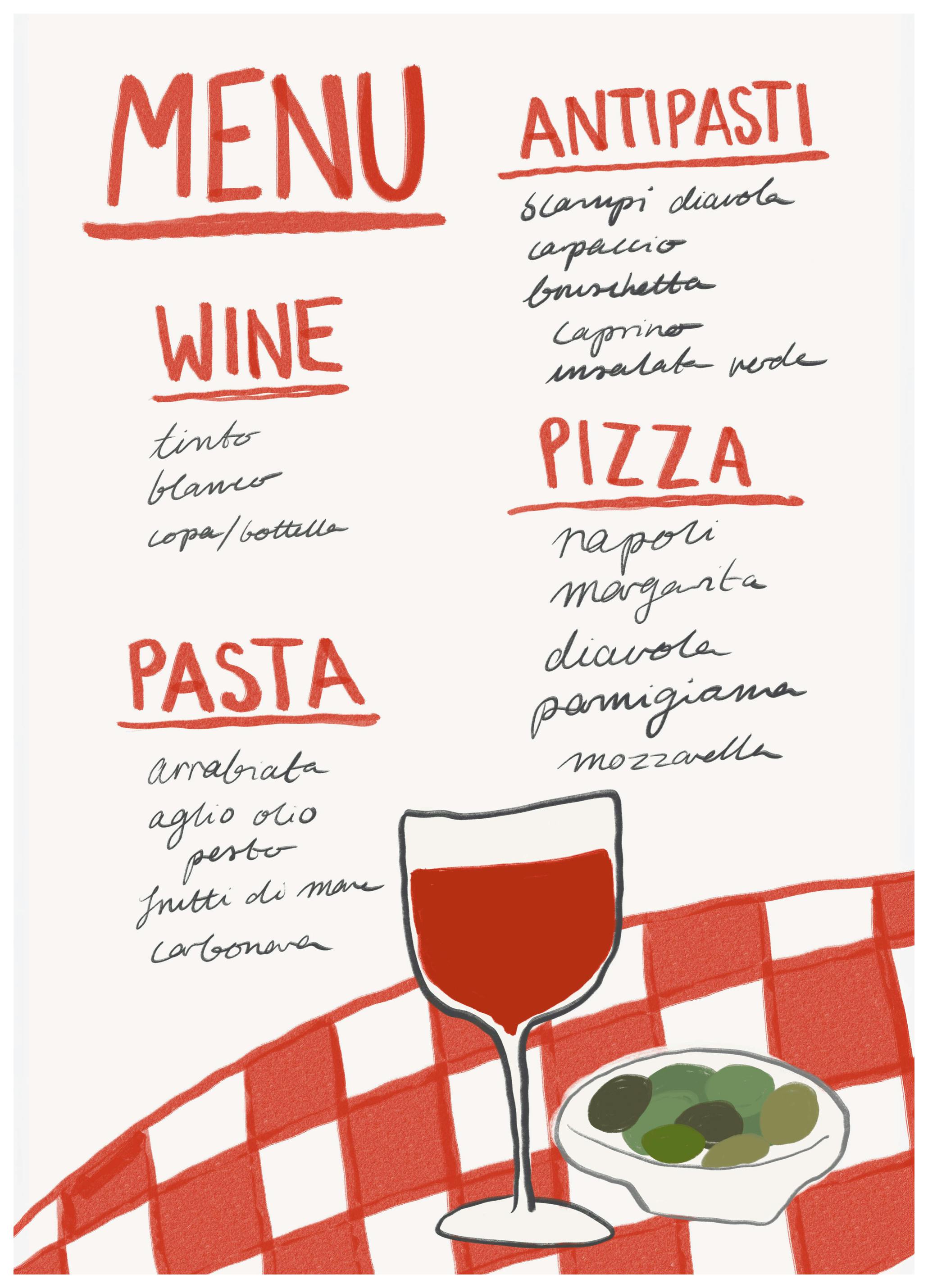Athene Fritsch - Italian Cuisine Delight Affiche (70x100 cm) - Poster Store