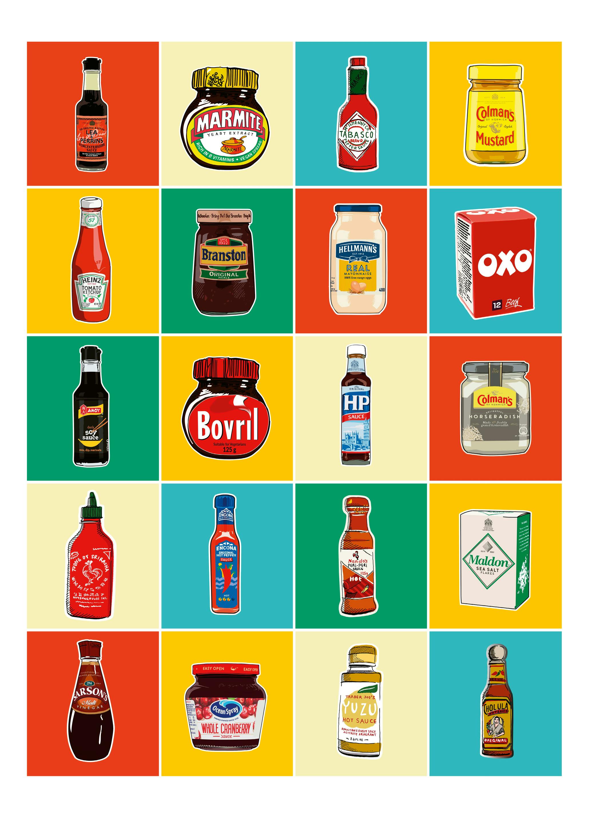 Prints WallChart Art Studio - Classic Condiment Collection Poster (50x70 cm) - Poster Store