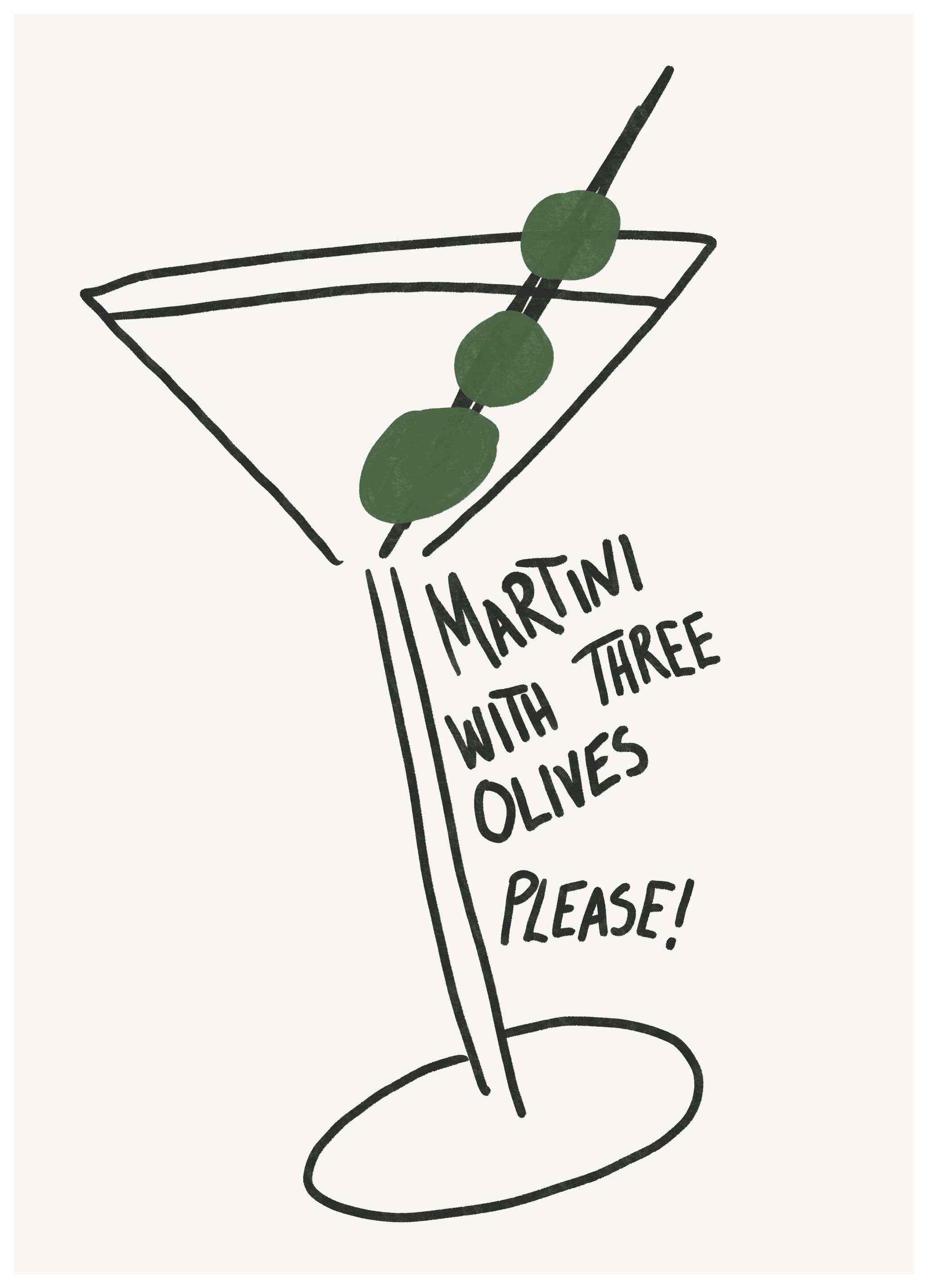 Athene Fritsch - Olive Trio Martini Poster (70x100 cm) - Poster Store