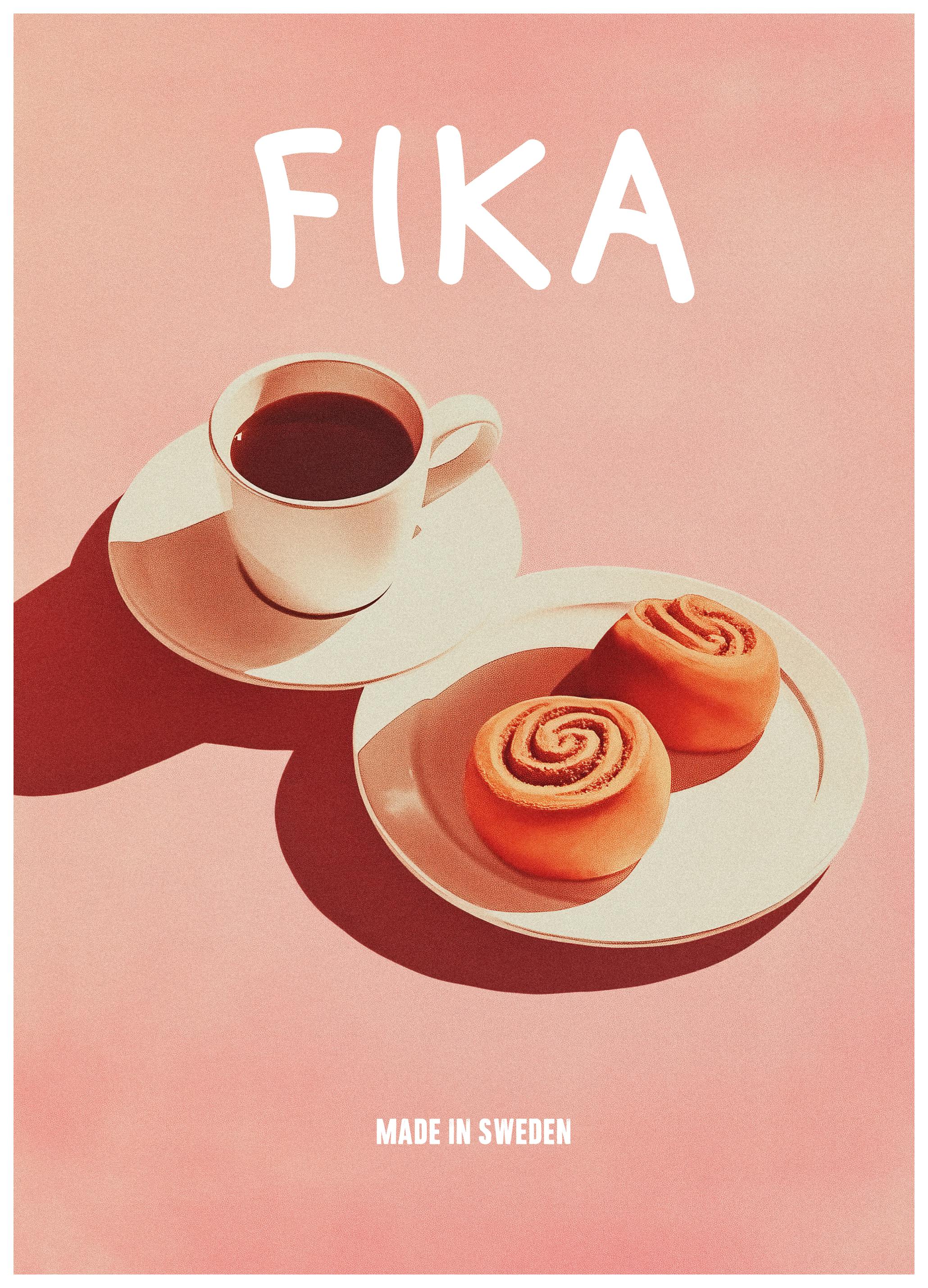 Andreas Magnusson - Fika Coffee And Rolls Poster (70x100 cm) - Poster Store