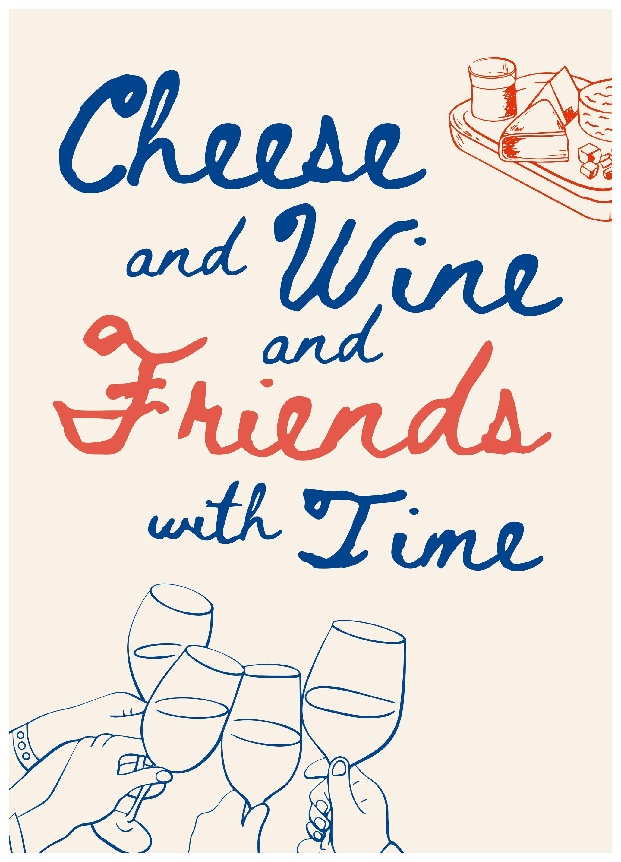 Ohkimiko - Cheese Wine and Friends Poster (70x100 cm) - Poster Store