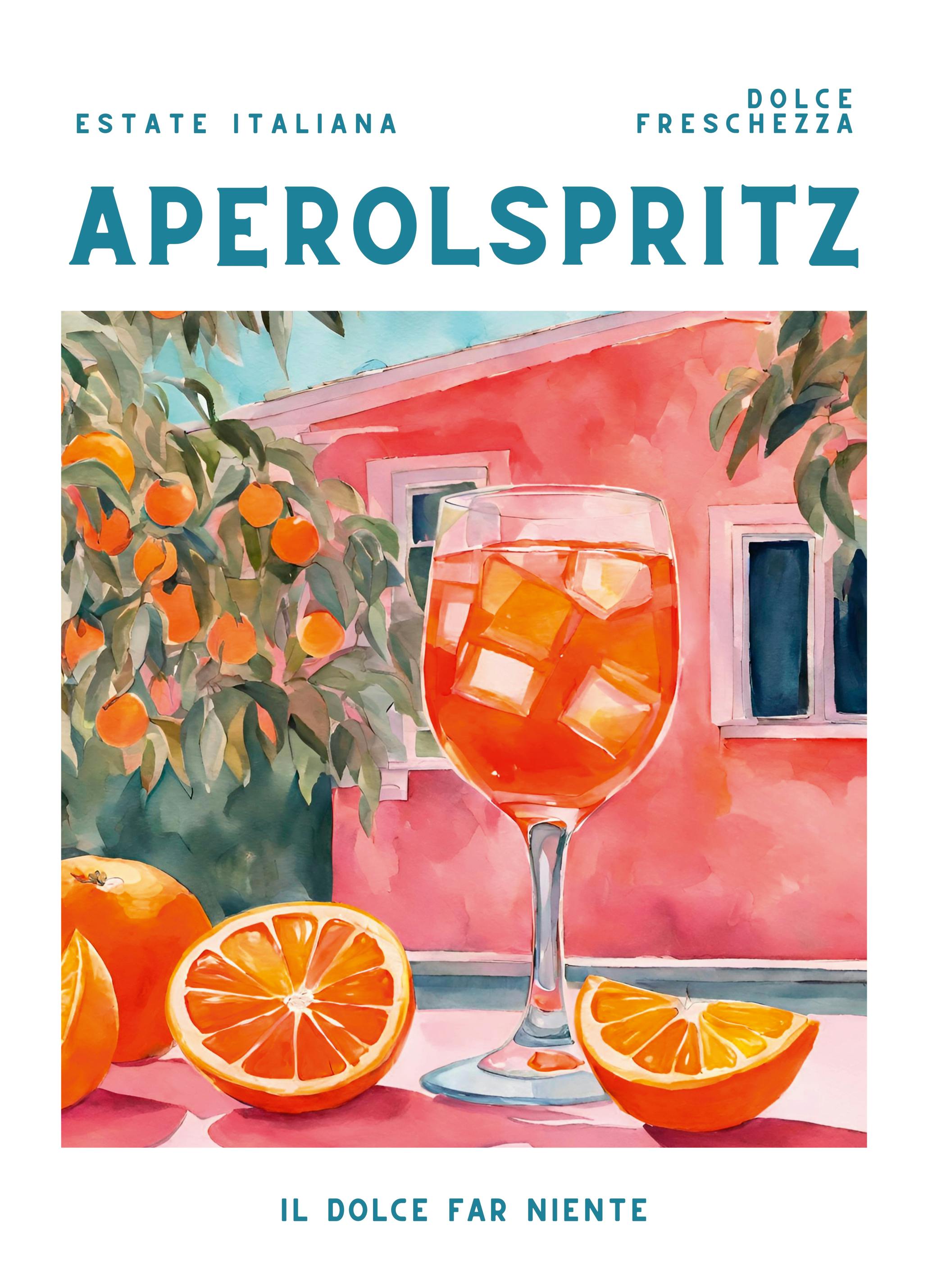 Ohkimiko - Aperol Spritz Summer Scene Poster (50x70 cm) - Poster Store