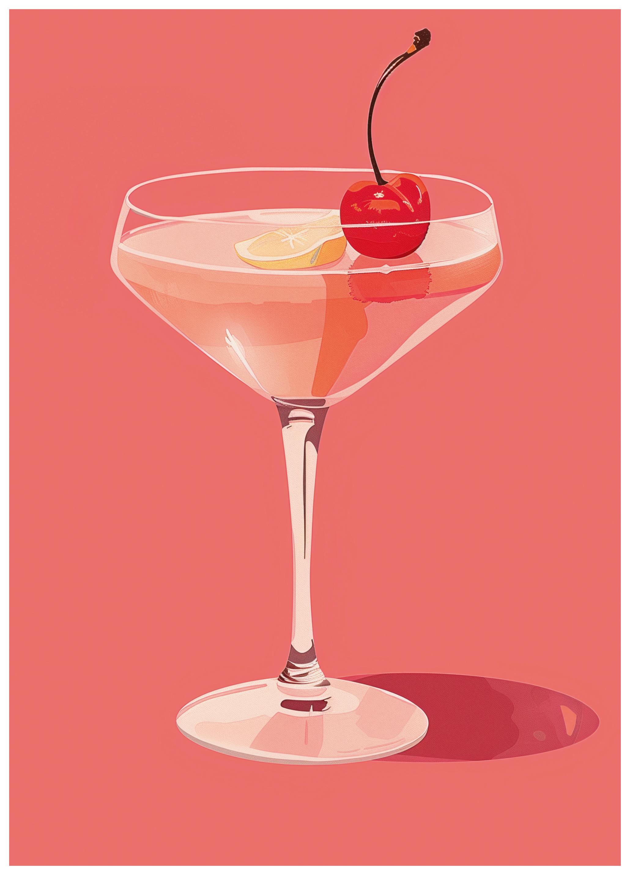 Jolly and Dash - Chic Pink Cocktail Poster (70x100 cm) - Poster Store