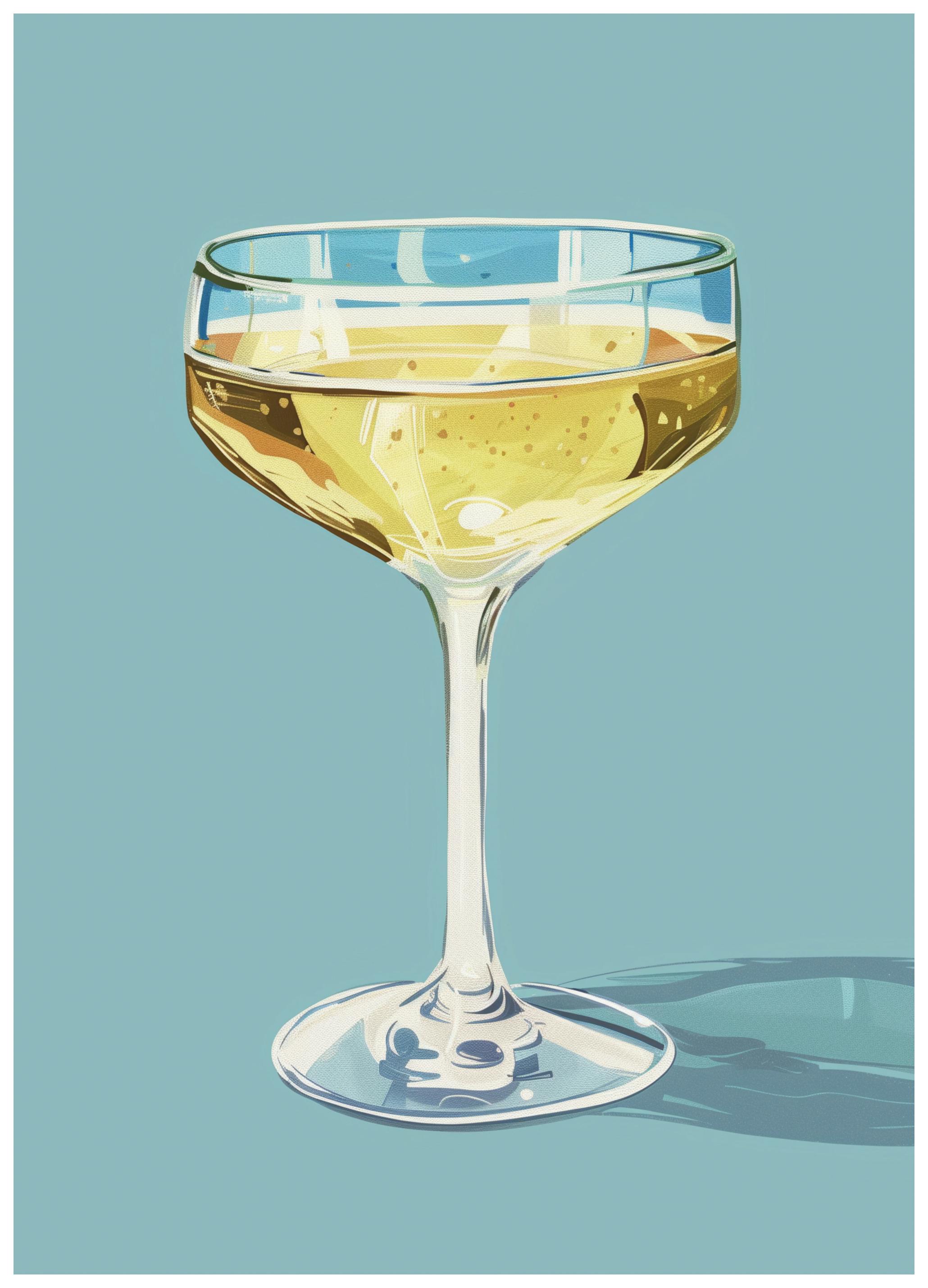 Jolly and Dash - Glitrende Champagneskål Plakat (21x30 cm) - Poster Store